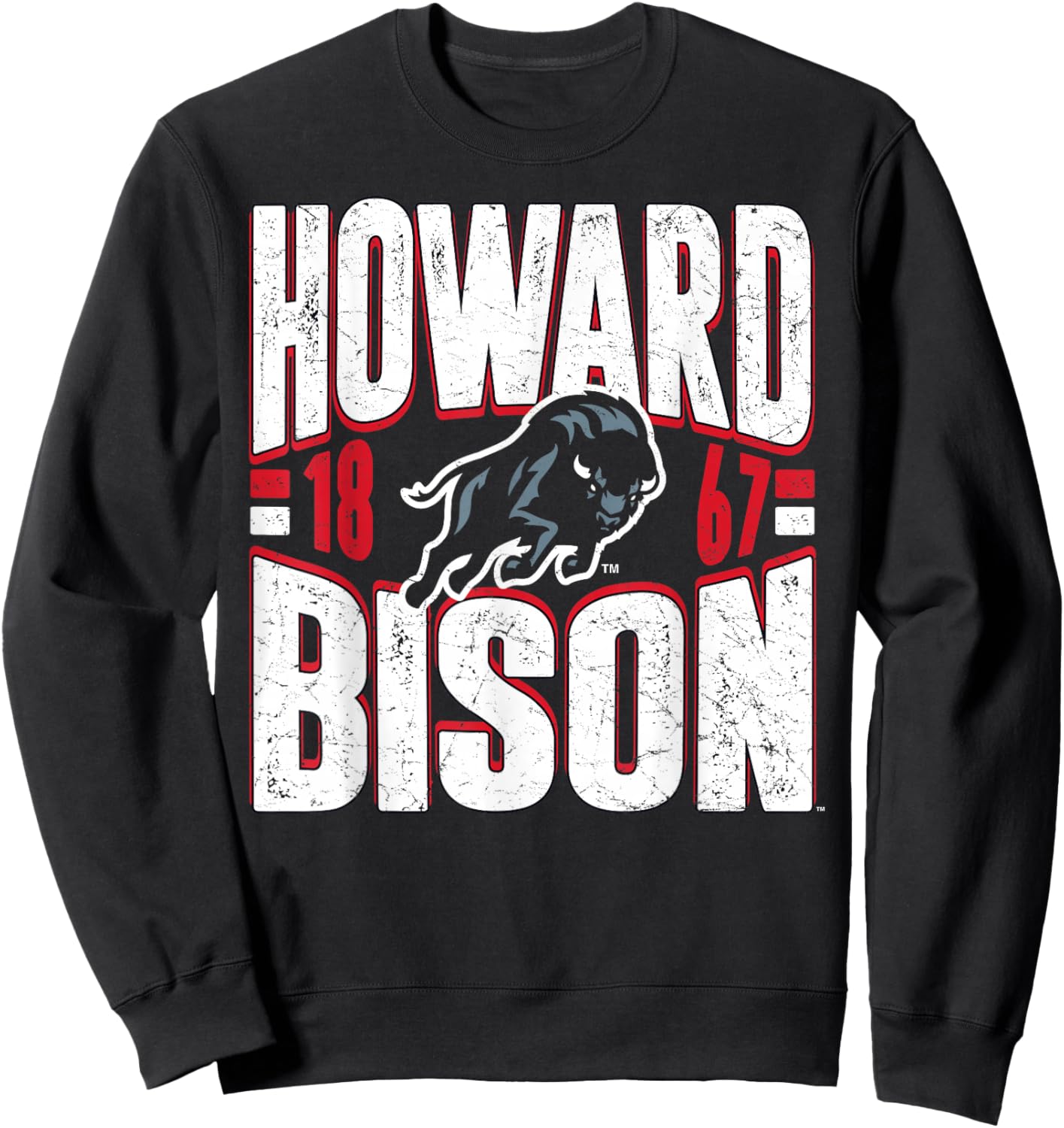 Howard Bison Vintage 90's Retro Navy Officially Licensed Sweatshirt - Sweatshirt | Black