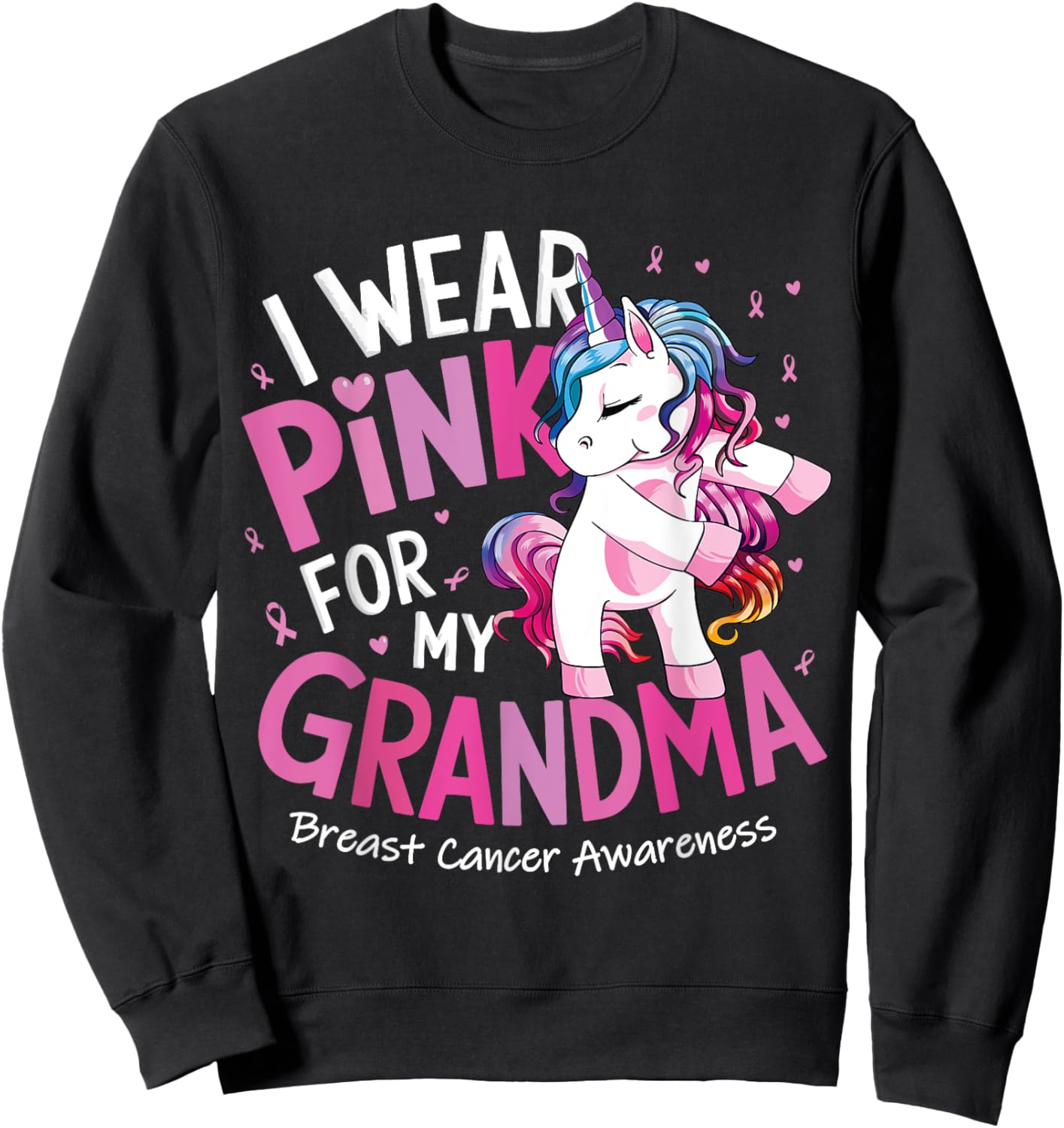 Breast Cancer Awareness Wear Pink Grandma Kids Baby Toddler Sweatshirt - Sweatshirt | Black