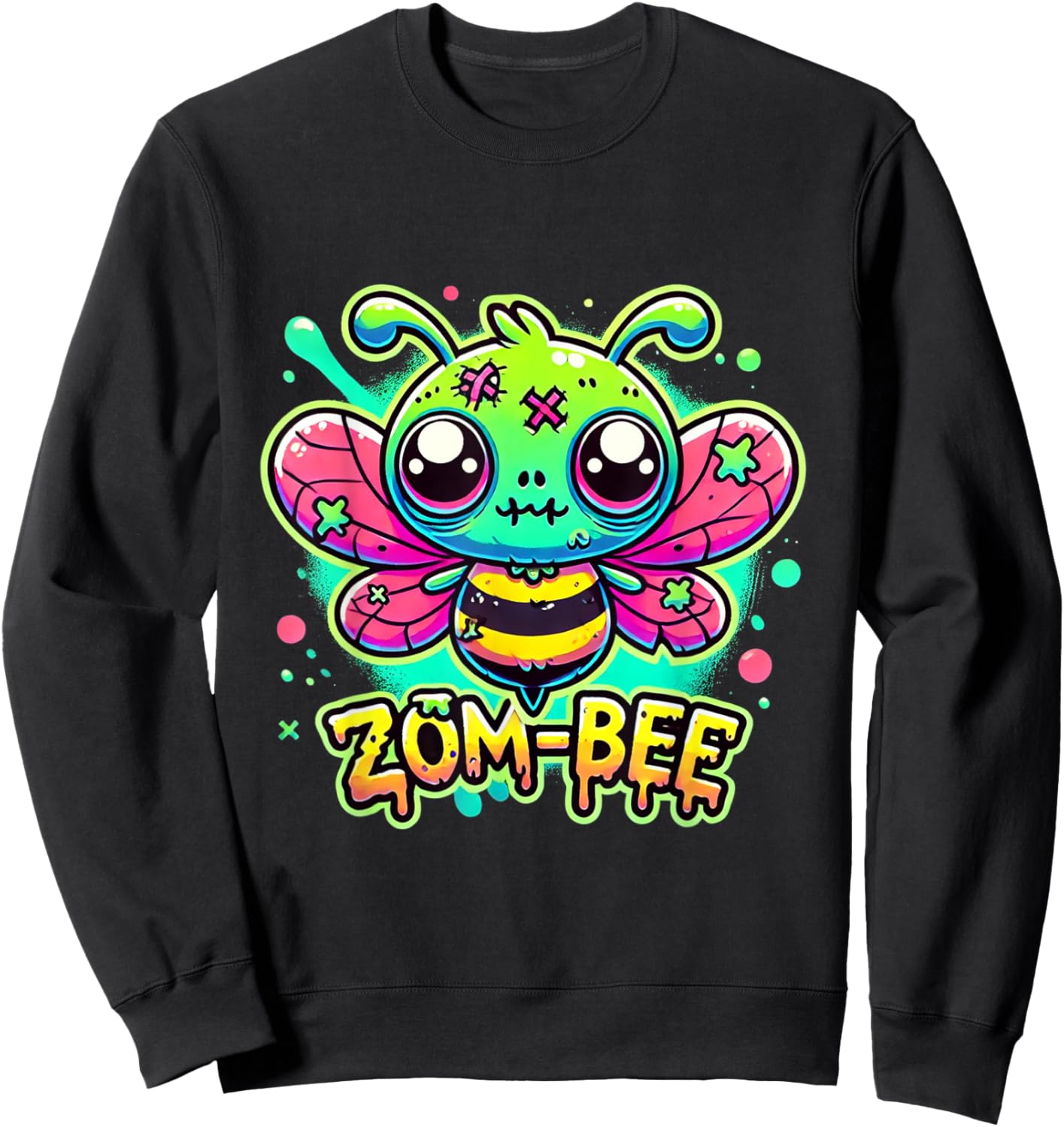 Zom-Bee Cute Halloween Creepy Zombie Bee Cartoon Sweatshirt - Sweatshirt | Black