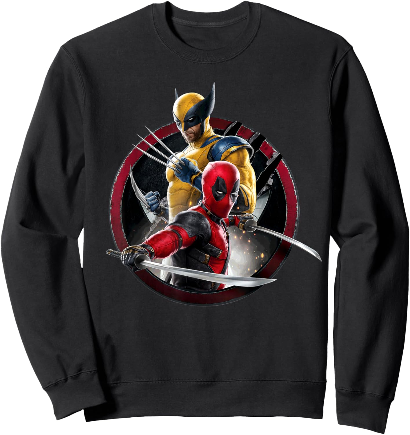 Marvel Studios Deadpool & Wolverine with Claw-Slashed Icon Sweatshirt - Sweatshirt | Black
