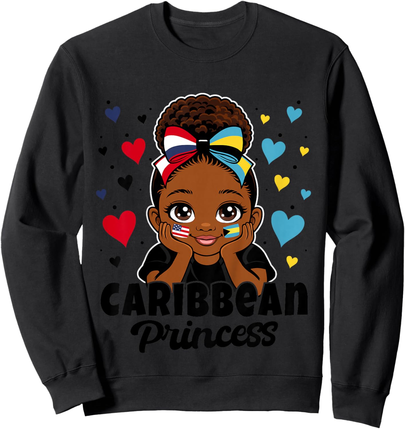 Cute Bahamas Girl Caribbean Princess Bahamian Roots Sweatshirt - Sweatshirt | Black