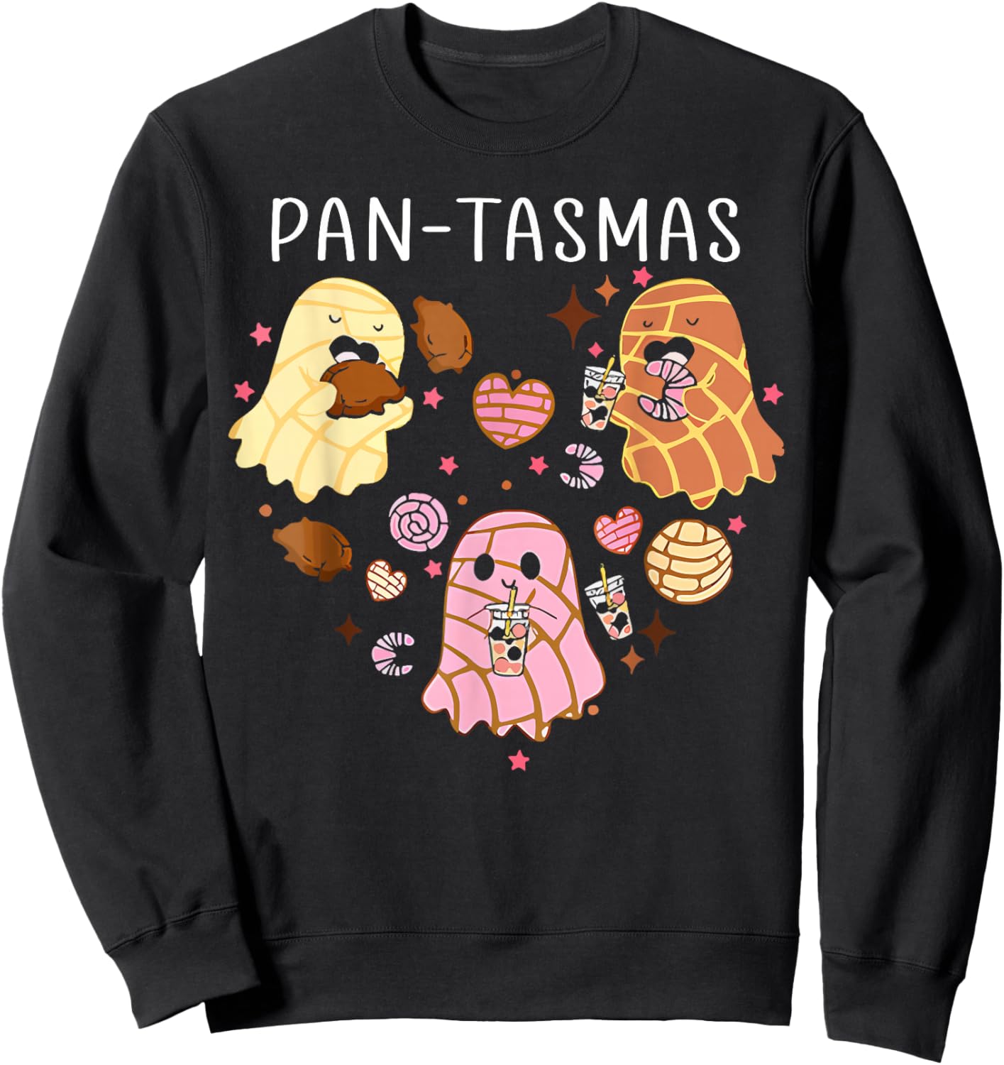 Pantasmas Ghost Funny Spooky Conchas Mexican Ghost Halloween Sweatshirt - Sweatshirt | Black