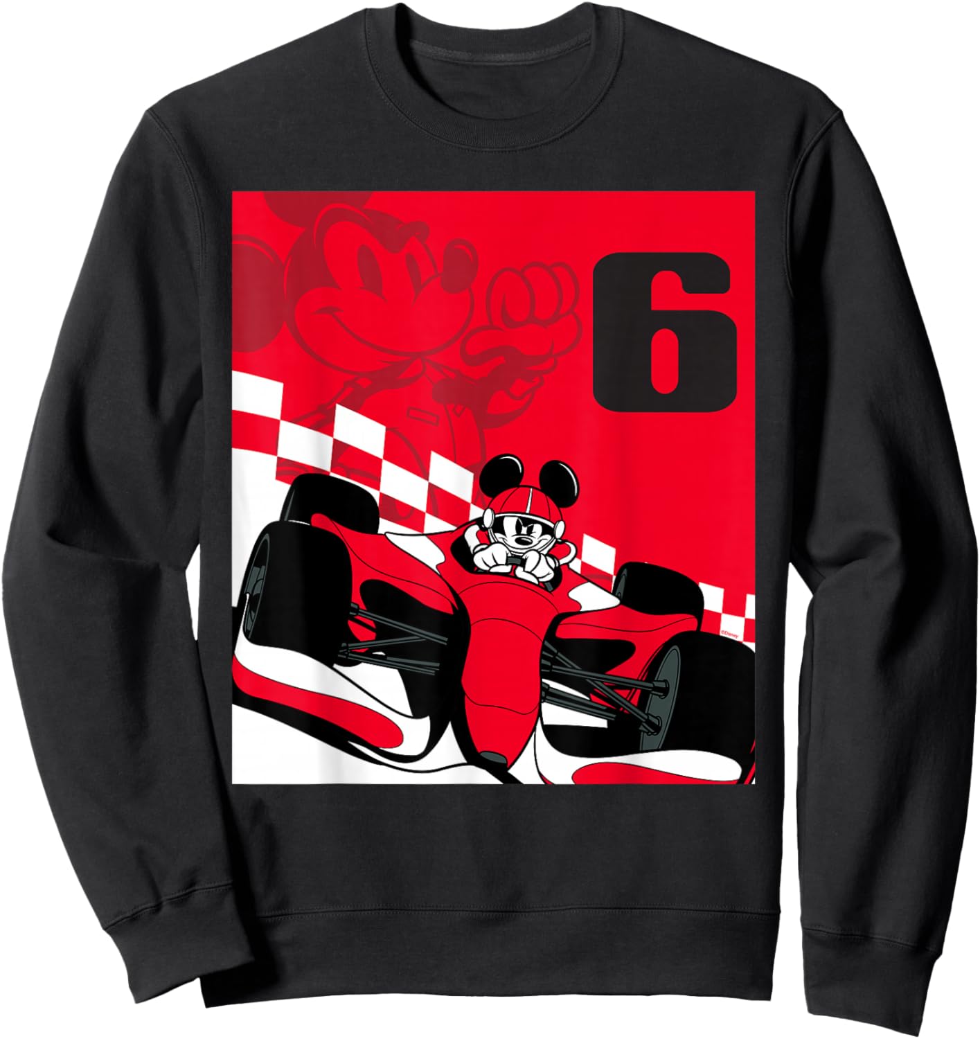 Disney Racing 6th Birthday 6 Years Old Mickey Mouse Race Car Sweatshirt - Sweatshirt | Black