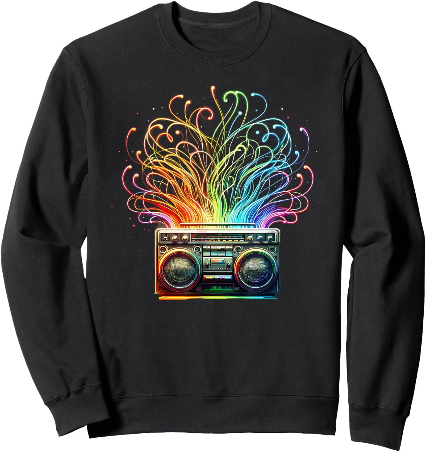 Boombox Old School 80s Music Hip Hop Sweatshirt - Sweatshirt | Black