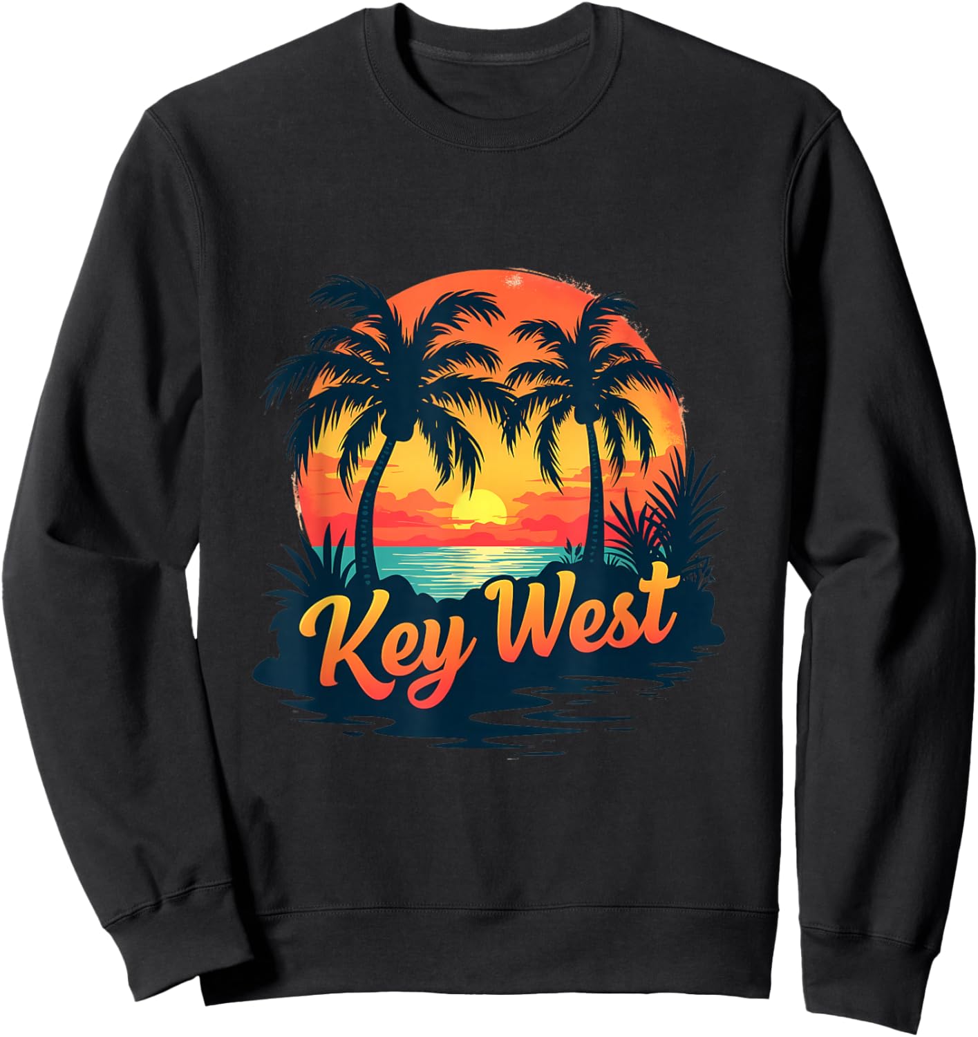 Key West Tropical Sunset Beach Scene Sweatshirt - Sweatshirt | Black