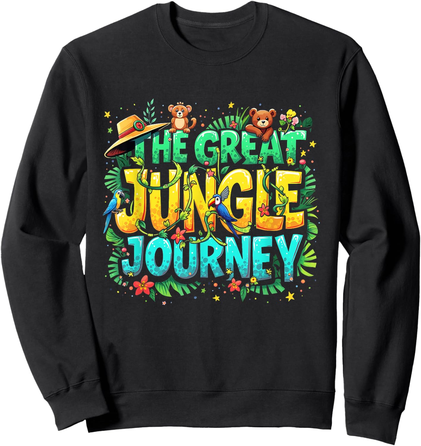 Retro The Great Jungle Journey Adventure Theme VBS Design Sweatshirt - Sweatshirt | Black