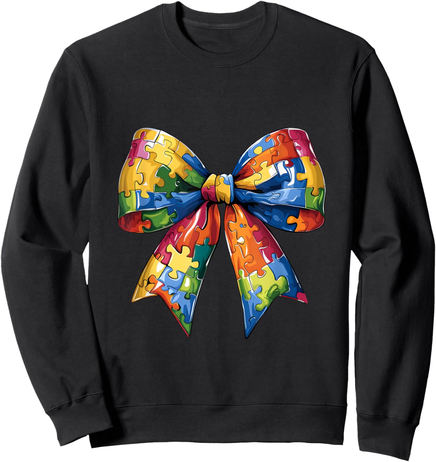Autism Coquette Bow Autism Awareness Sweatshirt - Sweatshirt | Black