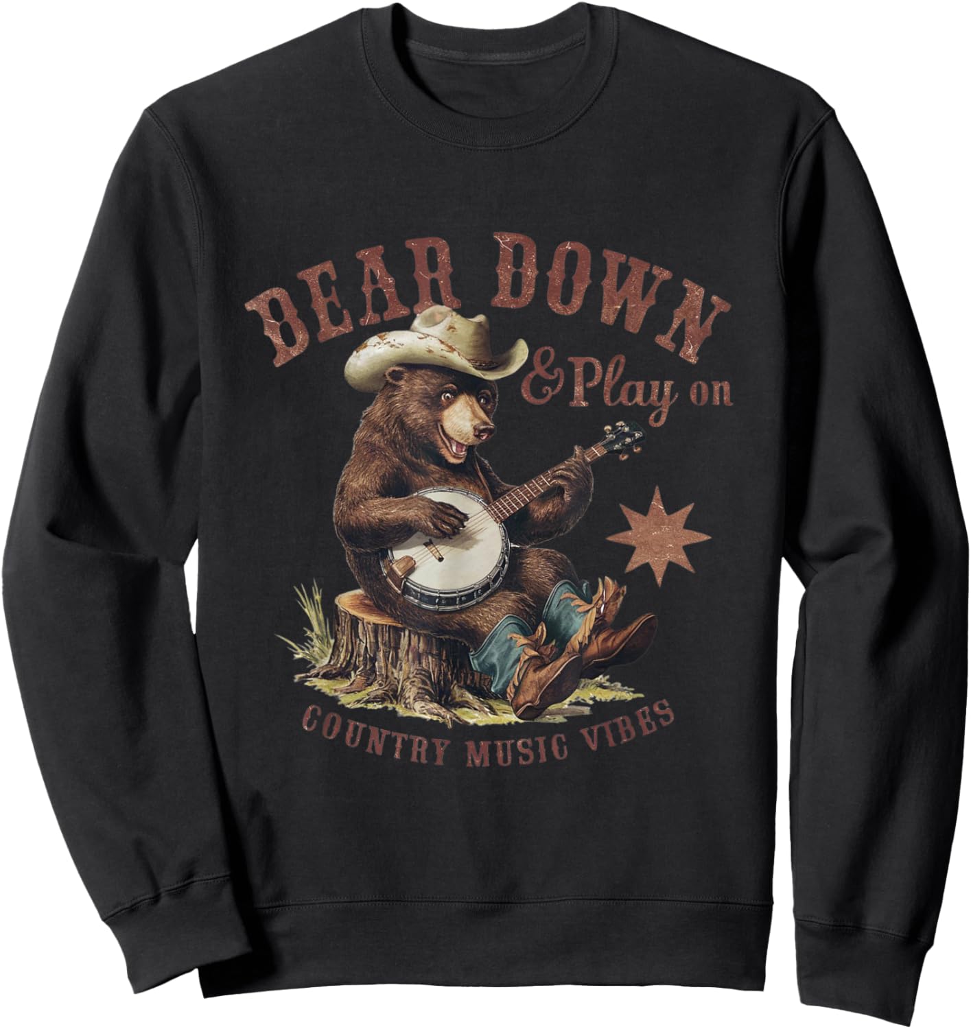 Bear Down & Play On: Vintage Country Music Vibes Funny Sweatshirt - Sweatshirt | Black