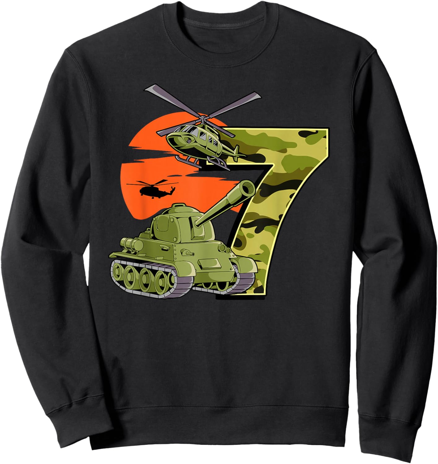 7th Birthday Army Sweatshirt - Sweatshirt | Black