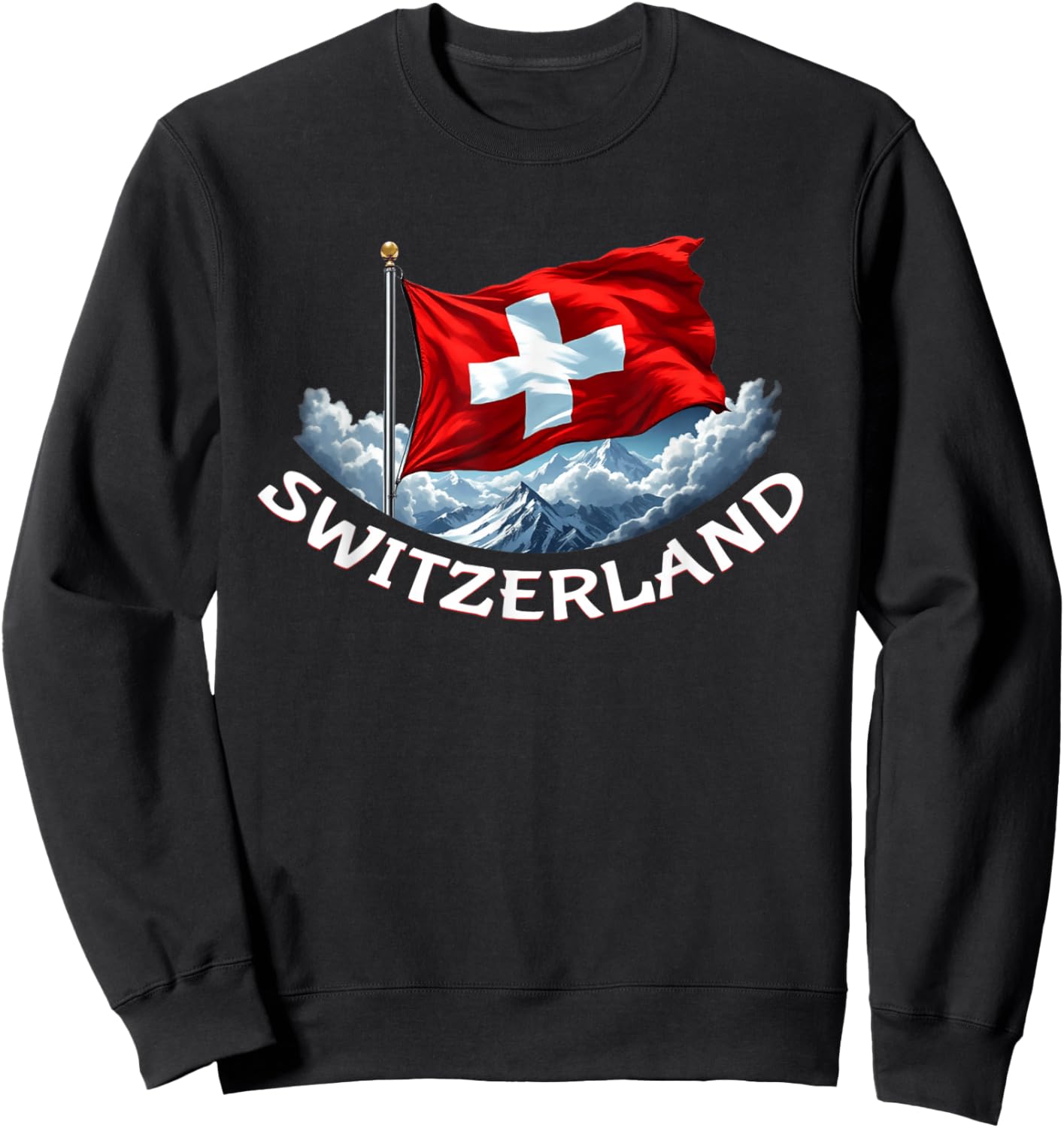 Swiss Flag Of Switzerland Alps Patriotic Men Women Kids Sweatshirt - Sweatshirt | Black