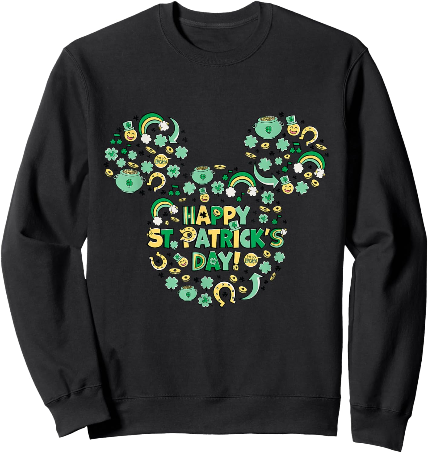 NEW Disney Mickey Mouse Lucky Icons Happy St. Patrick's Day Sweatshirt - Sweatshirt | Black