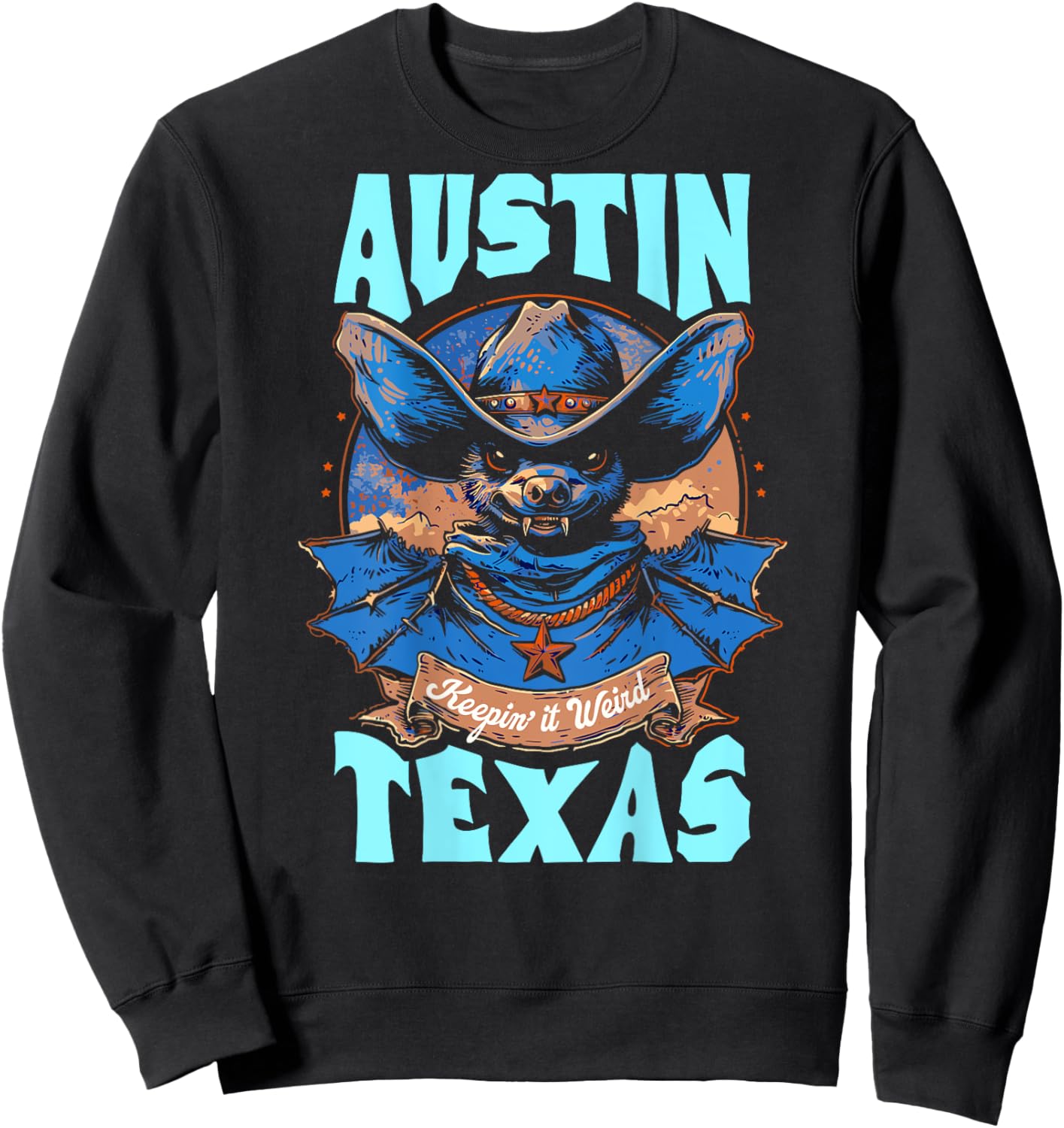 Texas Pride Keep It Weird Austin - On Back Austin Bats Sweatshirt - Sweatshirt | Black