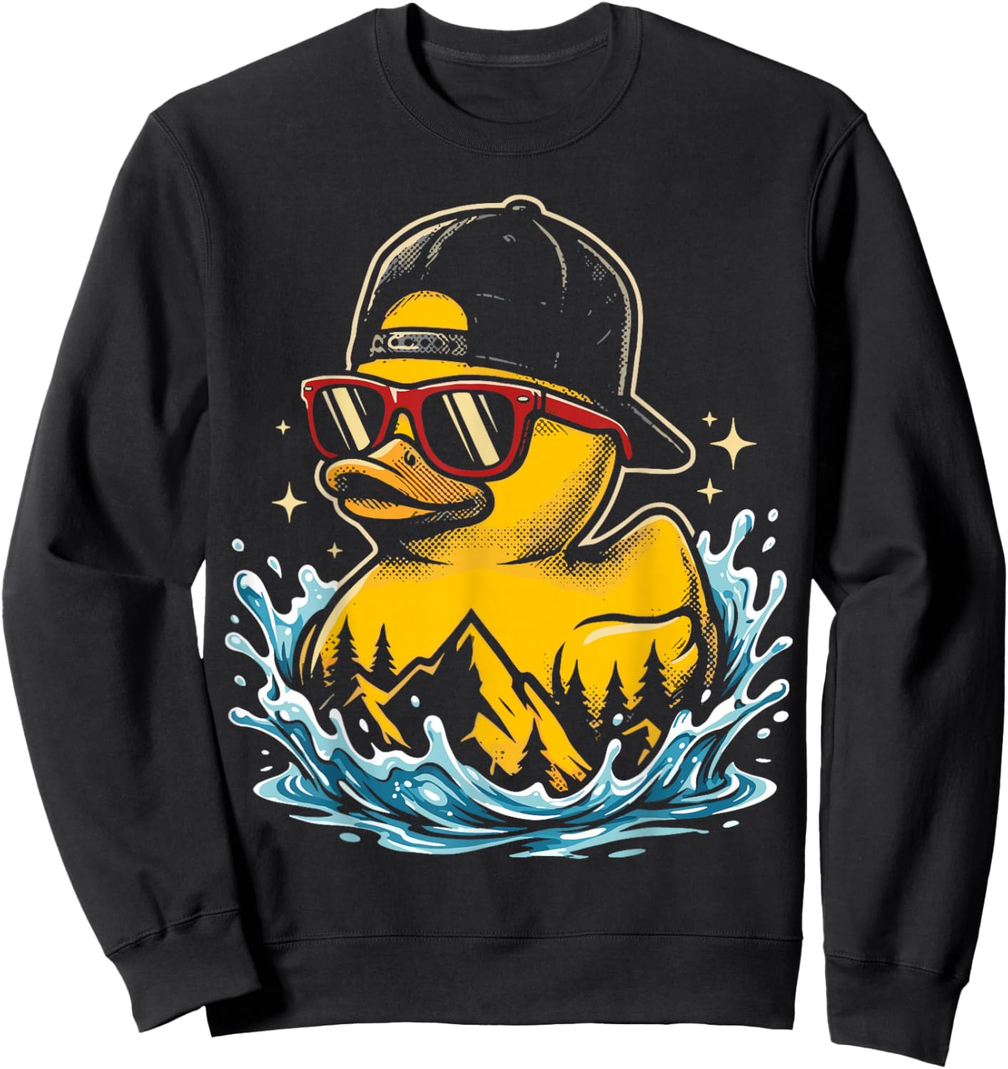 Cool Rubber Duck with Sunglasses Sweatshirt - Sweatshirt | Black