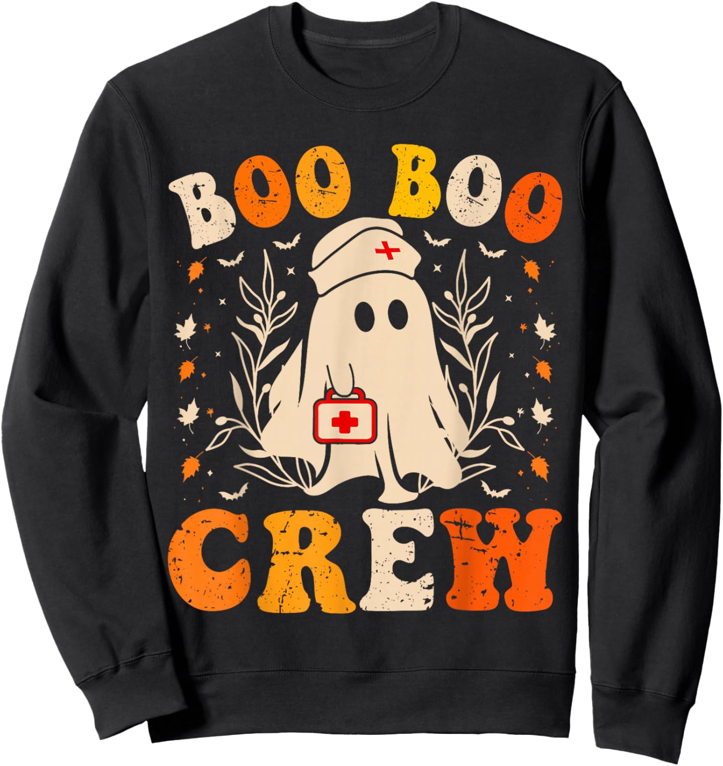 Groovy Boo Boo Crew Nurse Funny Ghost Women Halloween Nurse Sweatshirt - Sweatshirt | Black