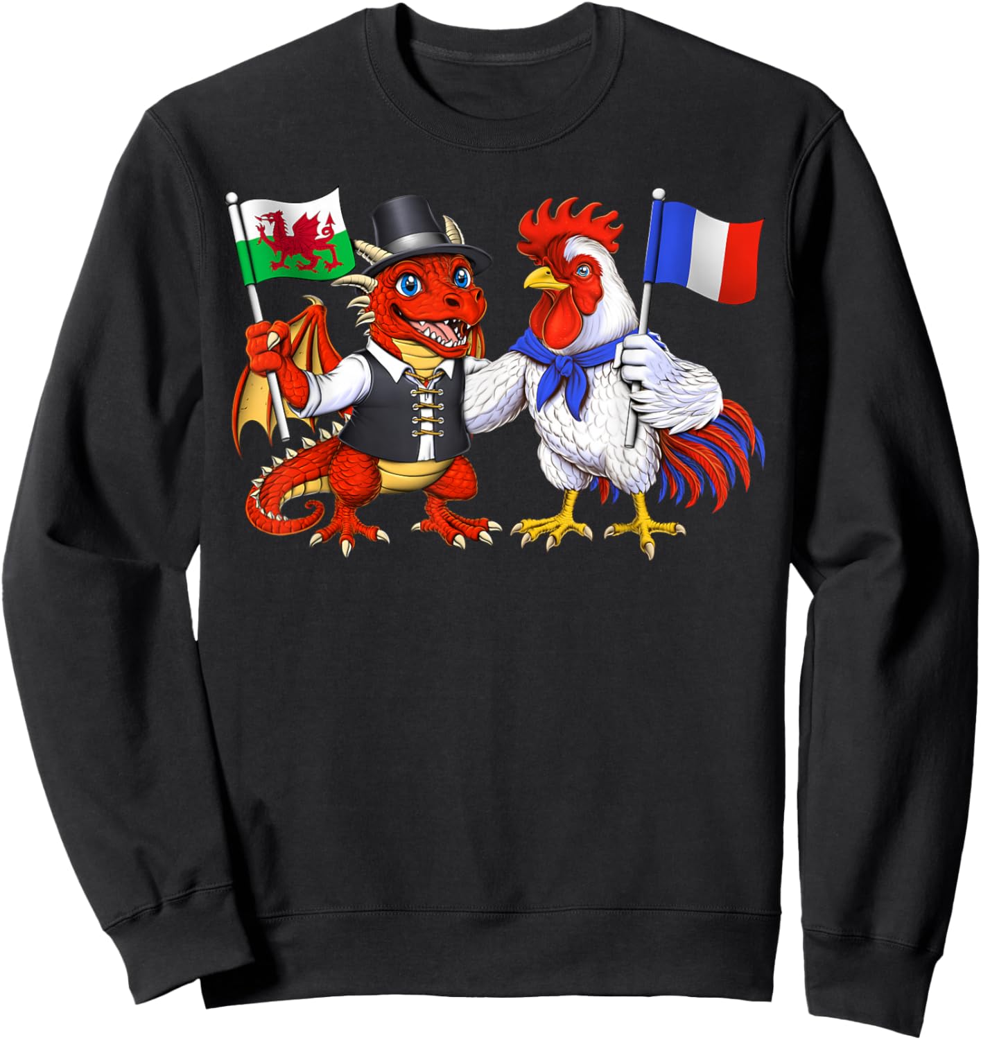 Racines Galloises-Françaises Drapeau Pays de Galles France Sweatshirt - Sweatshirt | Black