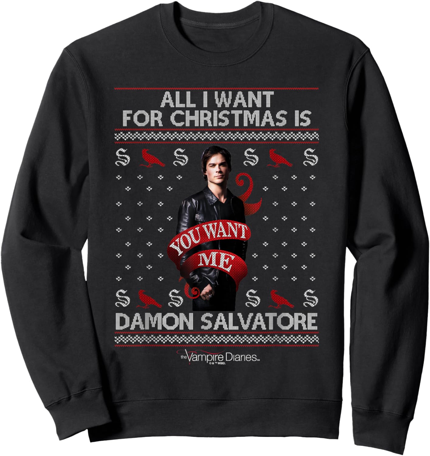 Vampire Diaries All I Want for Christmas is Damon Salvatore Sweatshirt - Sweatshirt | Black