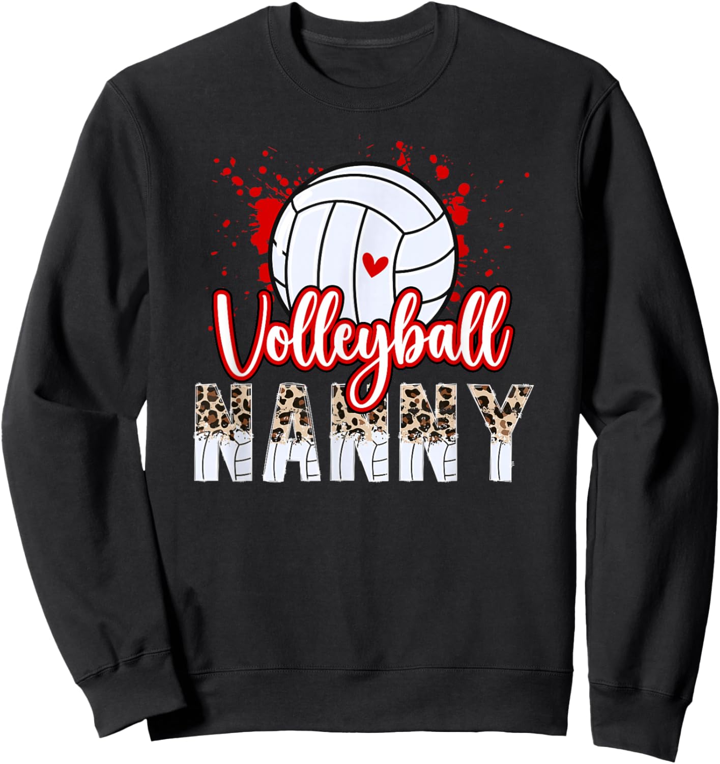 Volleyball Nanny Leopard Nanny Of A Volleyball Player Nanny Sweatshirt - Sweatshirt | Black