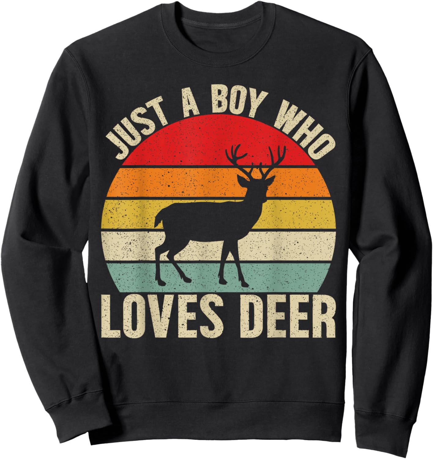 Just a Boy Who Loves Deer For Deer Lover Kids Boys Sweatshirt - Sweatshirt | Black