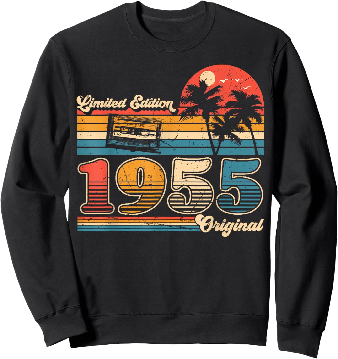 70th Birthday Retro Vintage 1955 Men Women Sweatshirt - Sweatshirt | Black