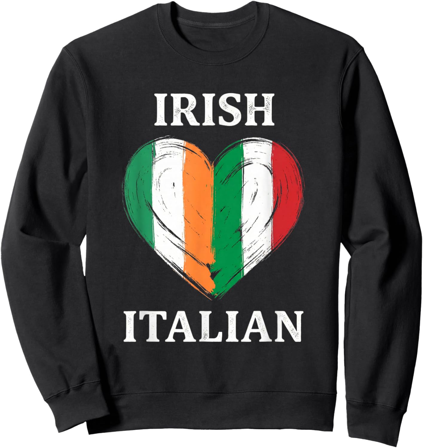 Irish Italian Heart Flag Mixed Ancestry Pride Ireland Italy Sweatshirt - Sweatshirt | Black