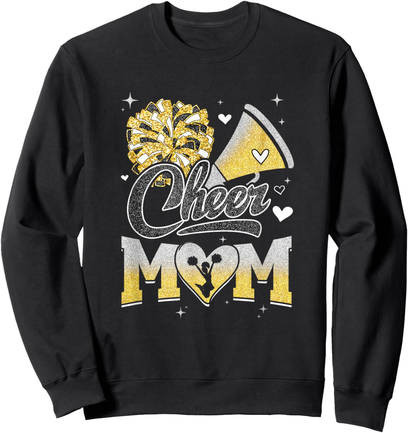 Cheer Mom Yellow Cheerleading Football Graphic Sweatshirt - Sweatshirt | Black