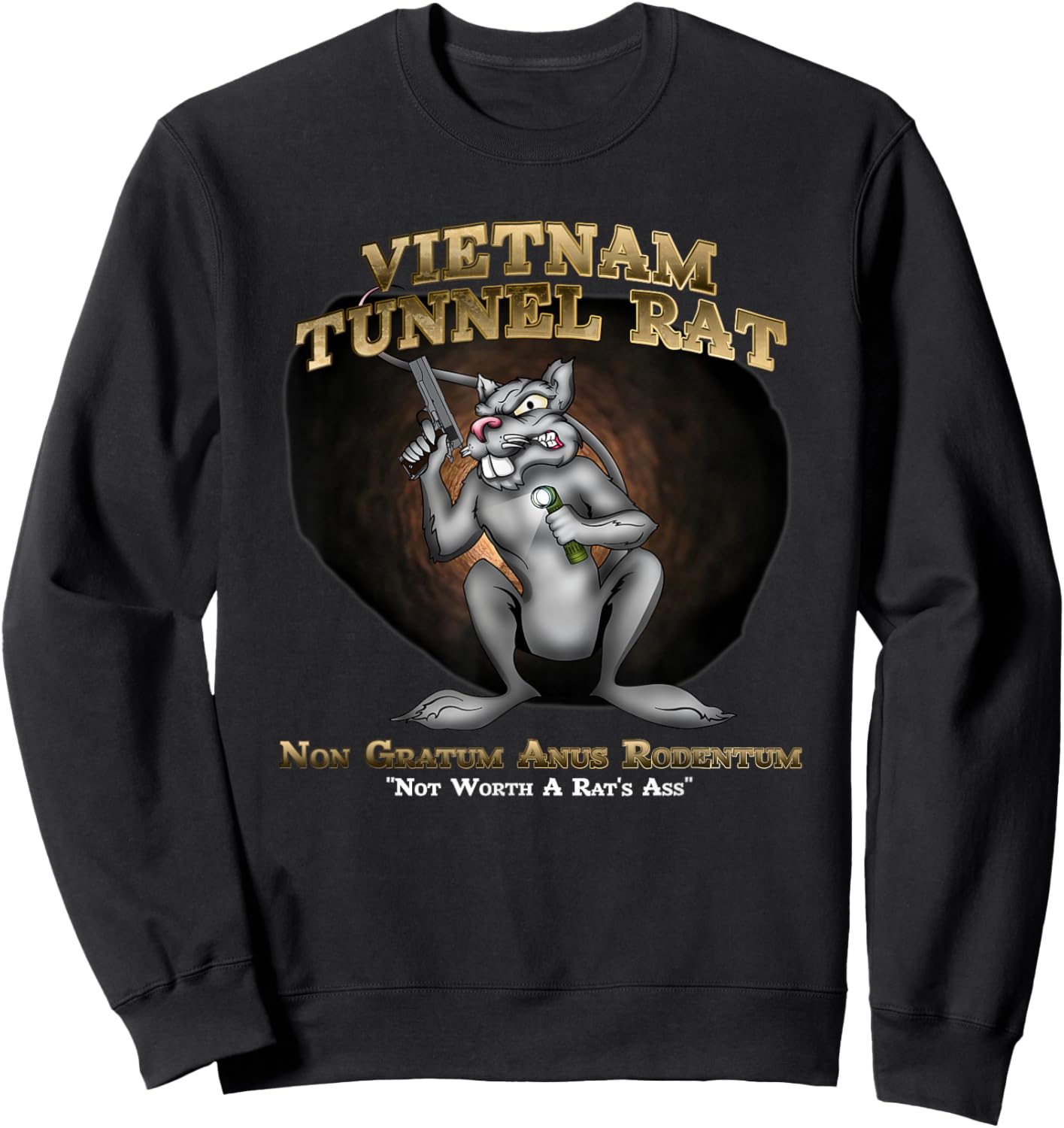 MEDALS OF AMERICA EST. 1976 Vietnam Tunnel Rat -Adults Black Polyester 100% Short Sleeve Classic Fit Small Sweatshirt - Sweatshirt | Black