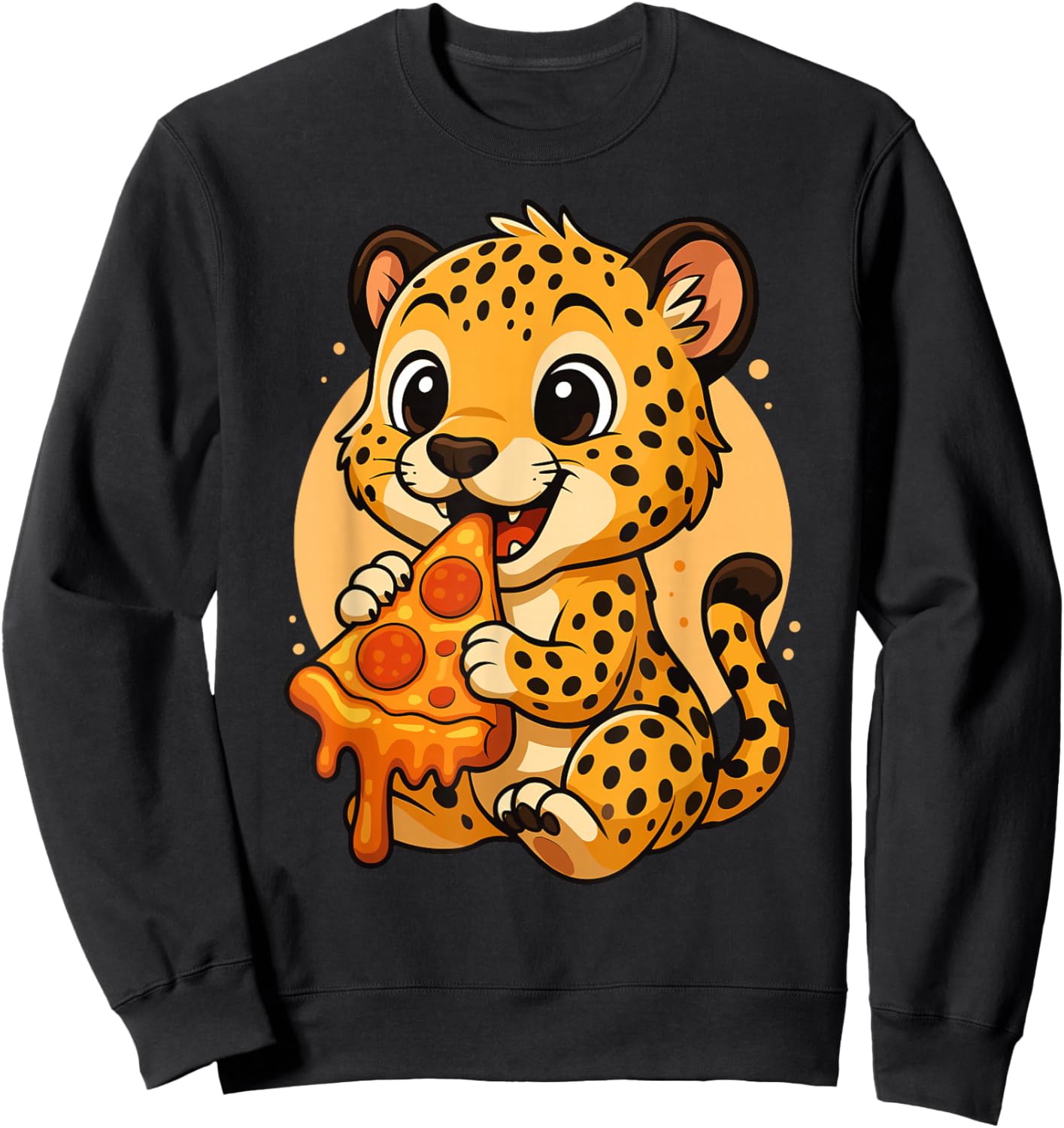 Lustiger Geparden-Ess-Pizza-Grafik für Jungen und Mädchen, Geparden-Liebhaber Sweatshirt - Sweatshirt | Black