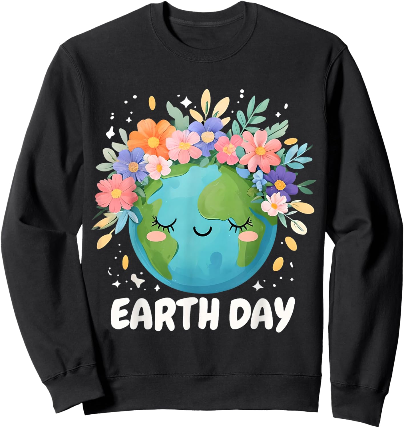 Earth Day Shirt Cute & Floral Planet Earth Day 2026 Sweatshirt - Sweatshirt | Black