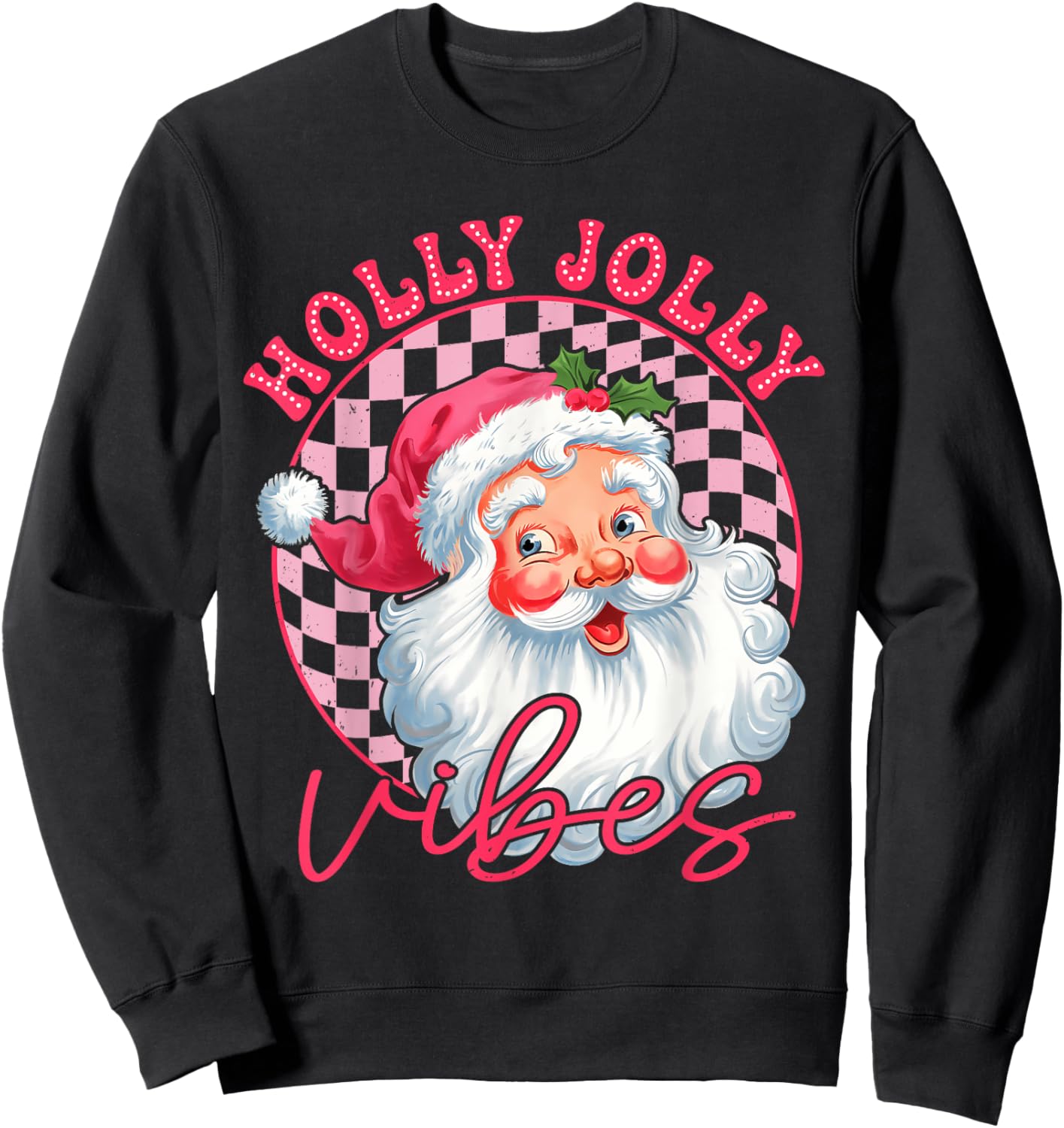 Groovy Cute Santa Claus Christmas Vibes Xmas Women Girl Kids Sweatshirt - Sweatshirt | Black