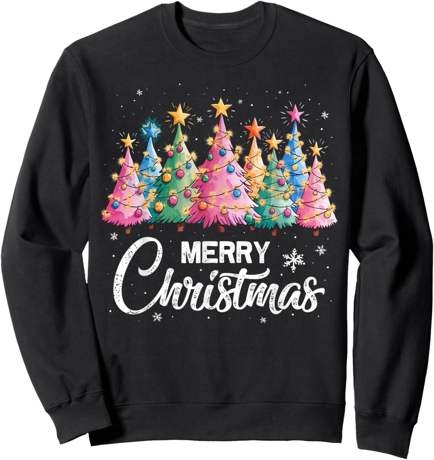Merry Christmas Pink Christmas Tree, Pink Christmas Costume Sweatshirt - Sweatshirt | Black