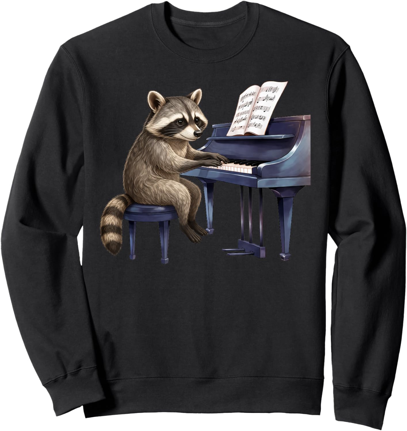 Cute Raccoon Playing Piano Musician Music Sweatshirt - Sweatshirt | Black