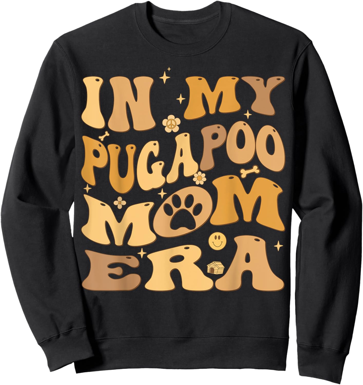 In My Pugapoo Mom Era Groovy Pugoodle Dog Women Kids Sweatshirt - Sweatshirt | Black