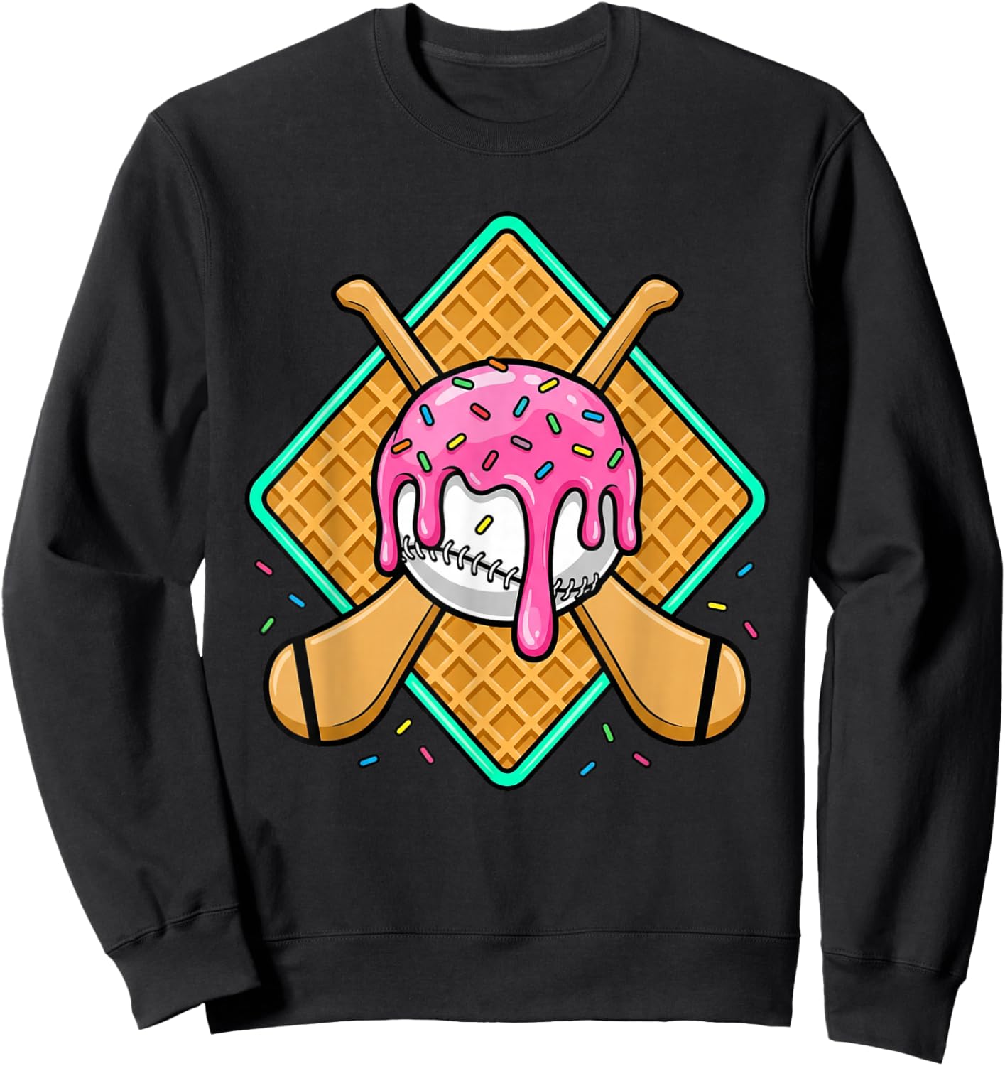 Hurling Player Ice Cream Drip Boys Kids Hurling Dripping Sweatshirt - Sweatshirt | Black