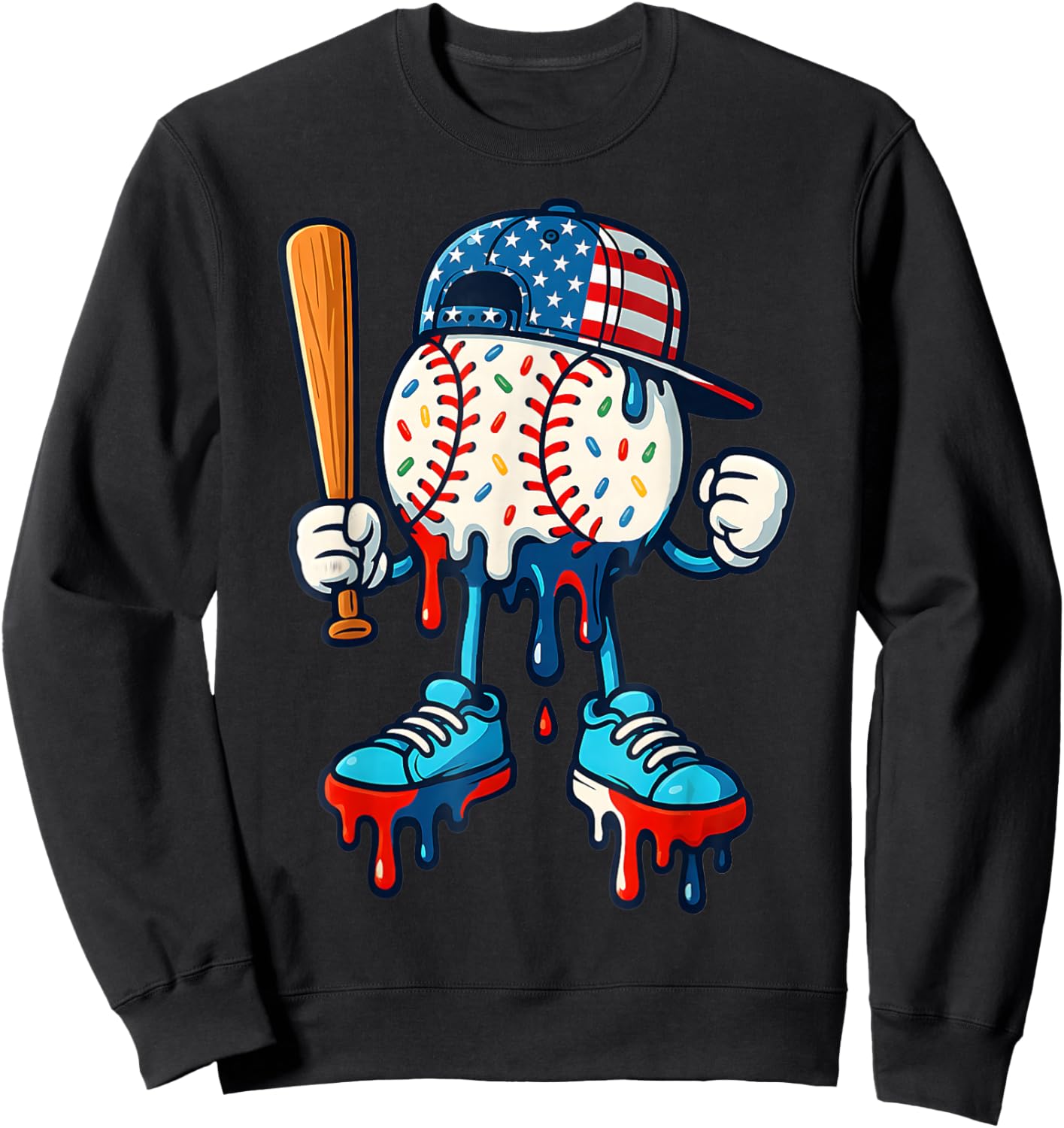 Baseball Life Style Apparel Youth Baseball Drip Ice Cream Sweatshirt - Sweatshirt | Black