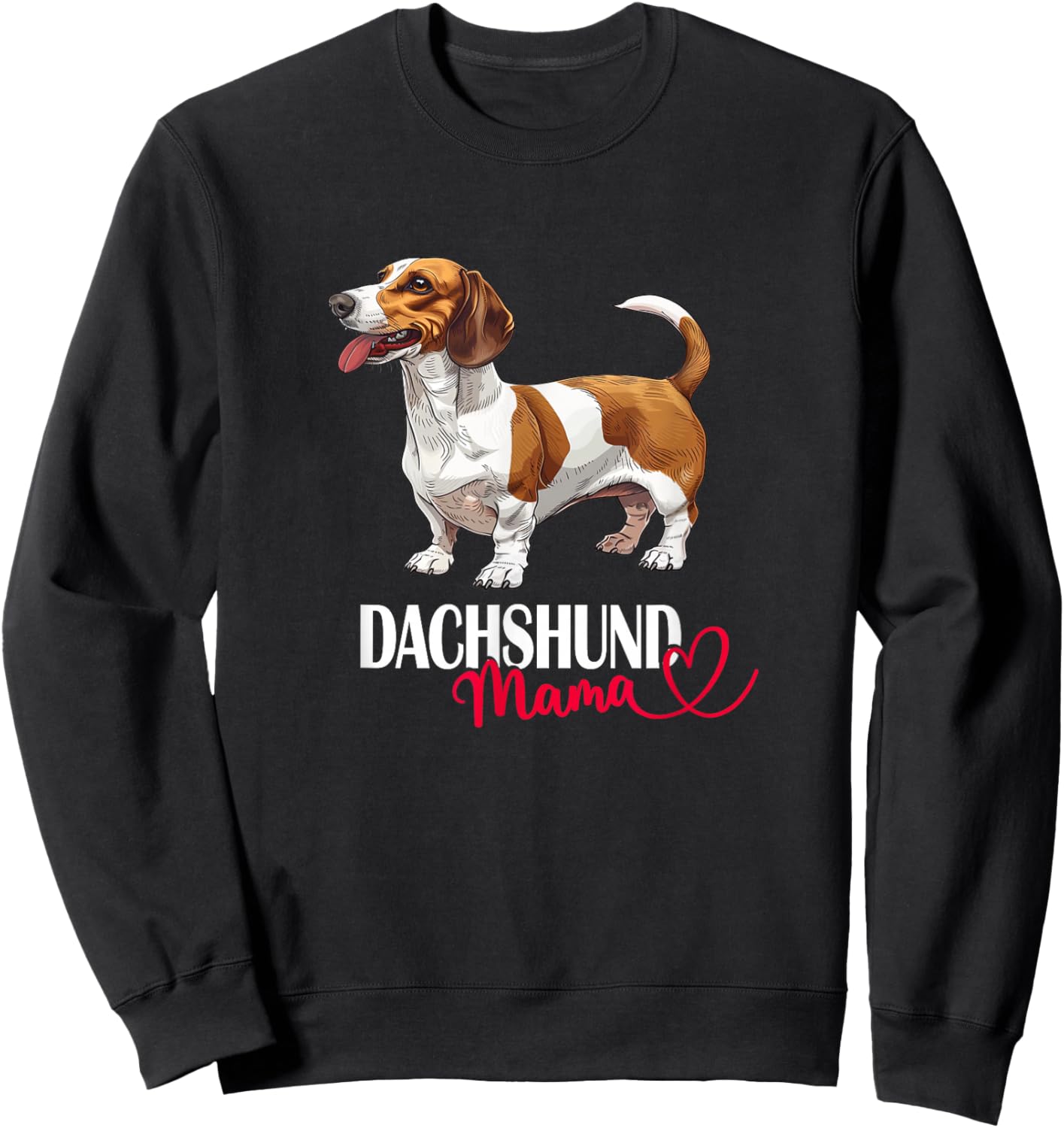 Girls Funny Brown Piebald Dachshund Mama Mom Lover Sweatshirt - Sweatshirt | Black