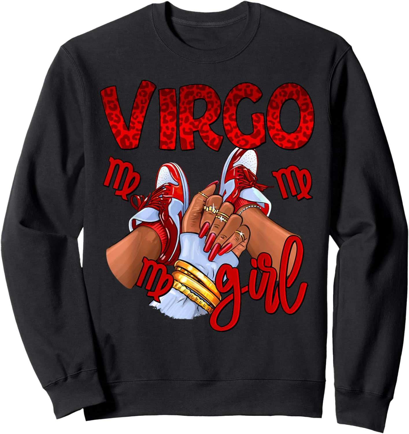 Virgo Girl Birthday Women Sneakers Zodiac Sign Bday Sweatshirt - Sweatshirt | Black