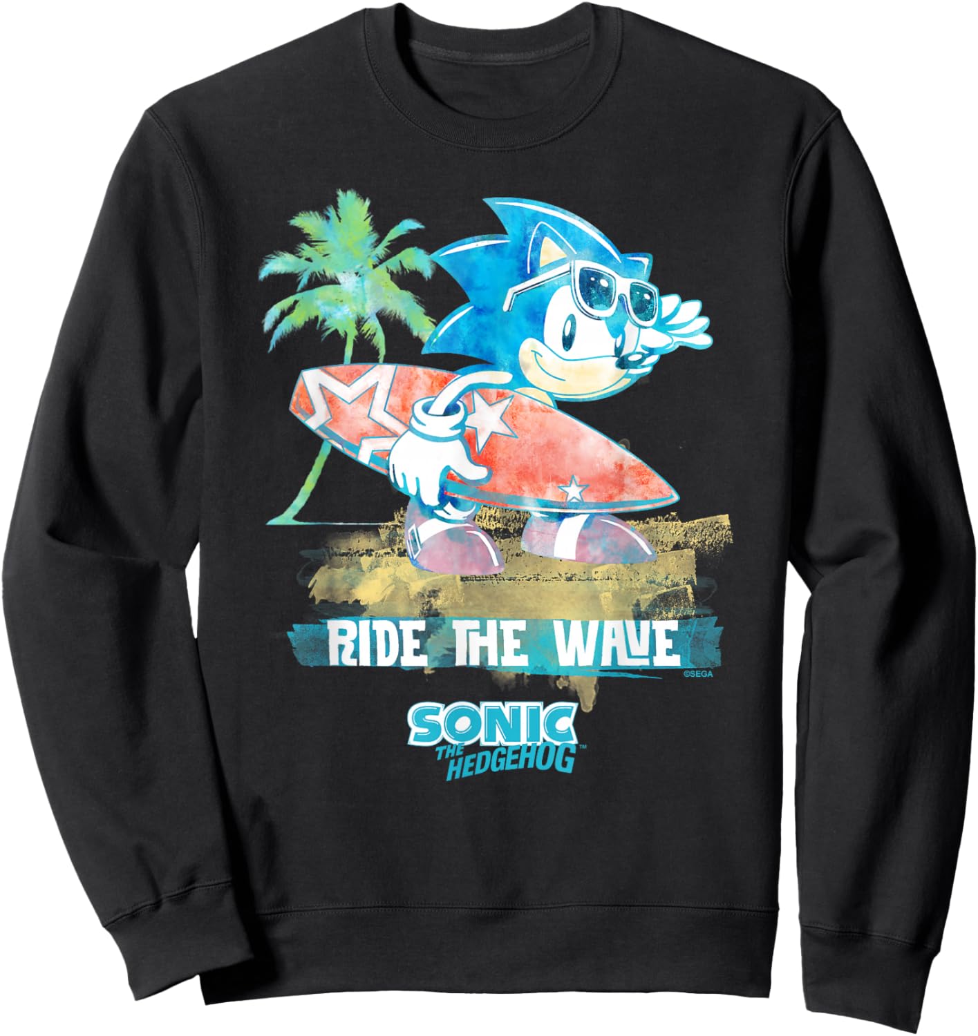 Sonic The Hedgehog - Ride The Wave Sonic Sweatshirt - Sweatshirt | Black