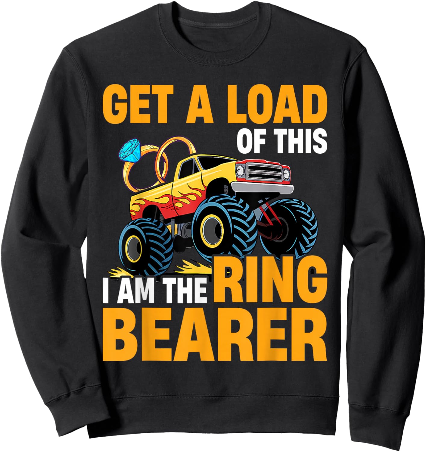 Wedding Iam The Ring Bearer Funny Monster Truck Boys Sweatshirt - Sweatshirt | Black