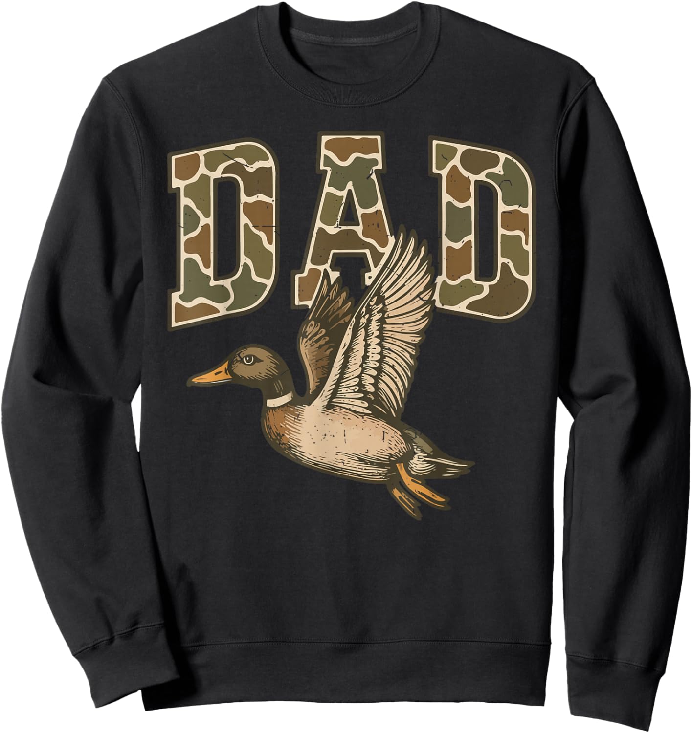 Men's Camouflage Dad Mallard Duck Hunting Camo Dog Hunting Sweatshirt - Sweatshirt | Black