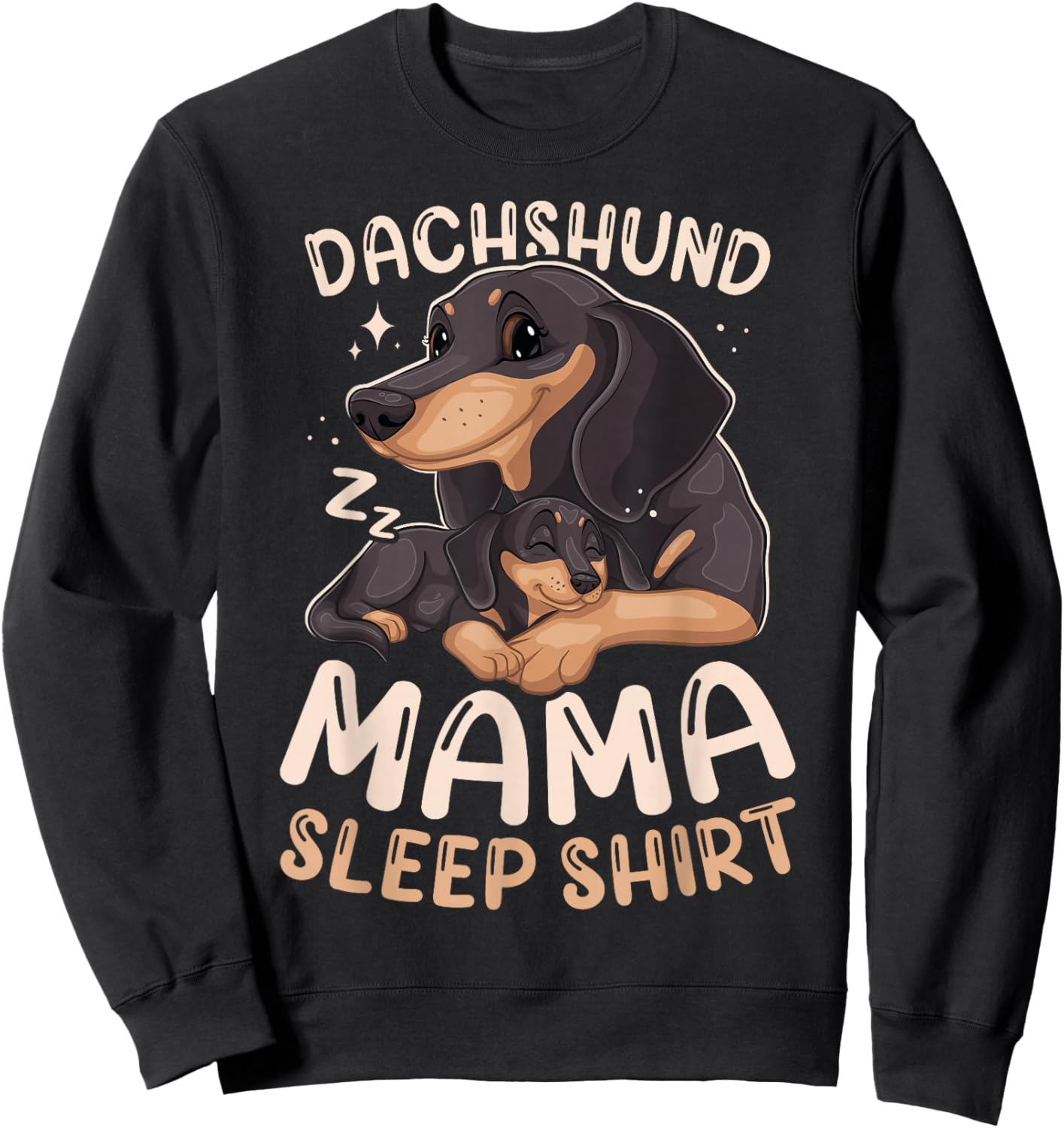 Best Dachshund Mama Sleep Shirt Dog with Puppy Sweatshirt - Sweatshirt | Black