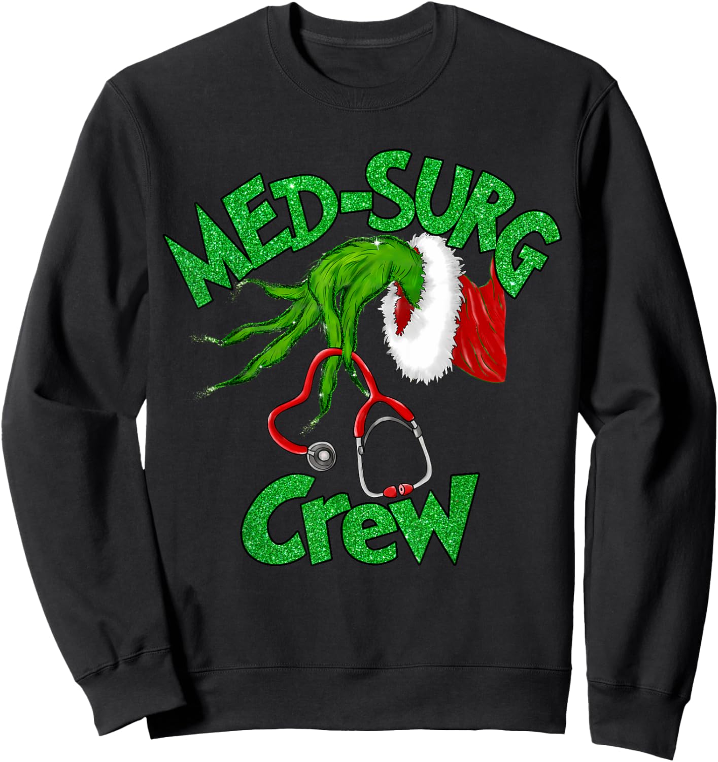 Retro Med-surg Crew Nurse Stethoscope Christmas Xmas Nursing Sweatshirt - Sweatshirt | Black