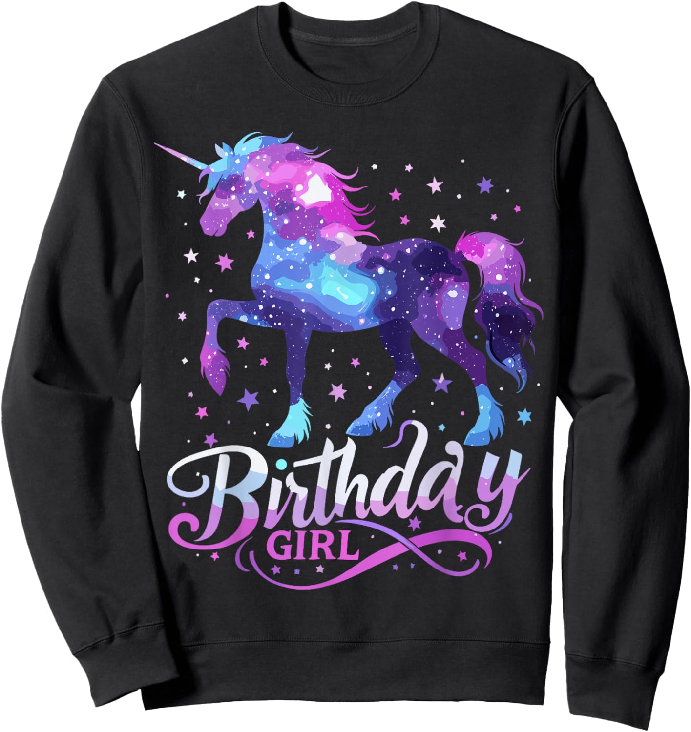 Space Unicorn Birthday Girl Galaxy Unicorn Sweatshirt - Sweatshirt | Black