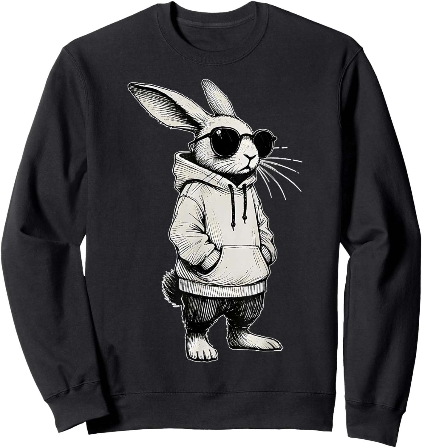 Bunny Face With Sunglasses Easter Day for Boys Men Kids Sweatshirt - Sweatshirt | Black