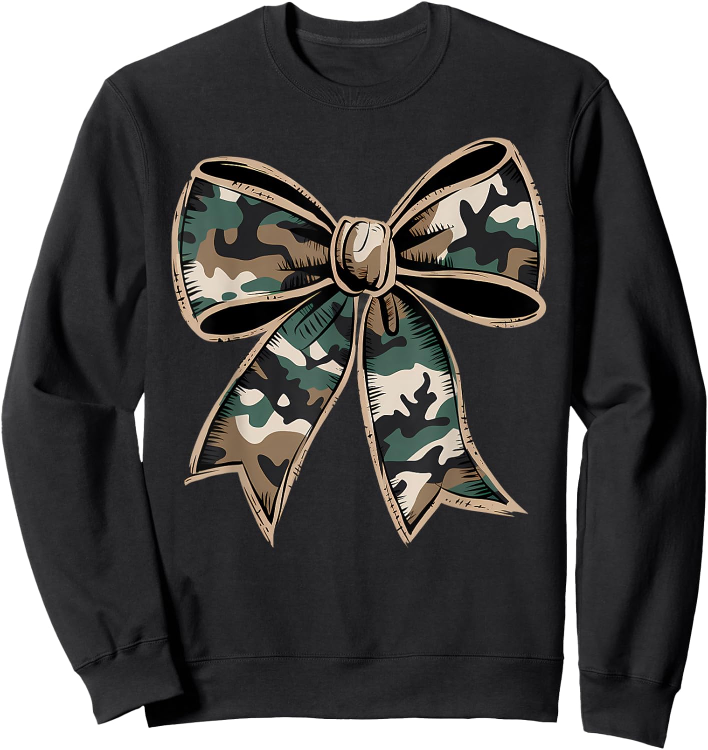 Camouflage Old Camo Bow Camo Coquette Bow Hunting Women Girl Sweatshirt - Sweatshirt | Black