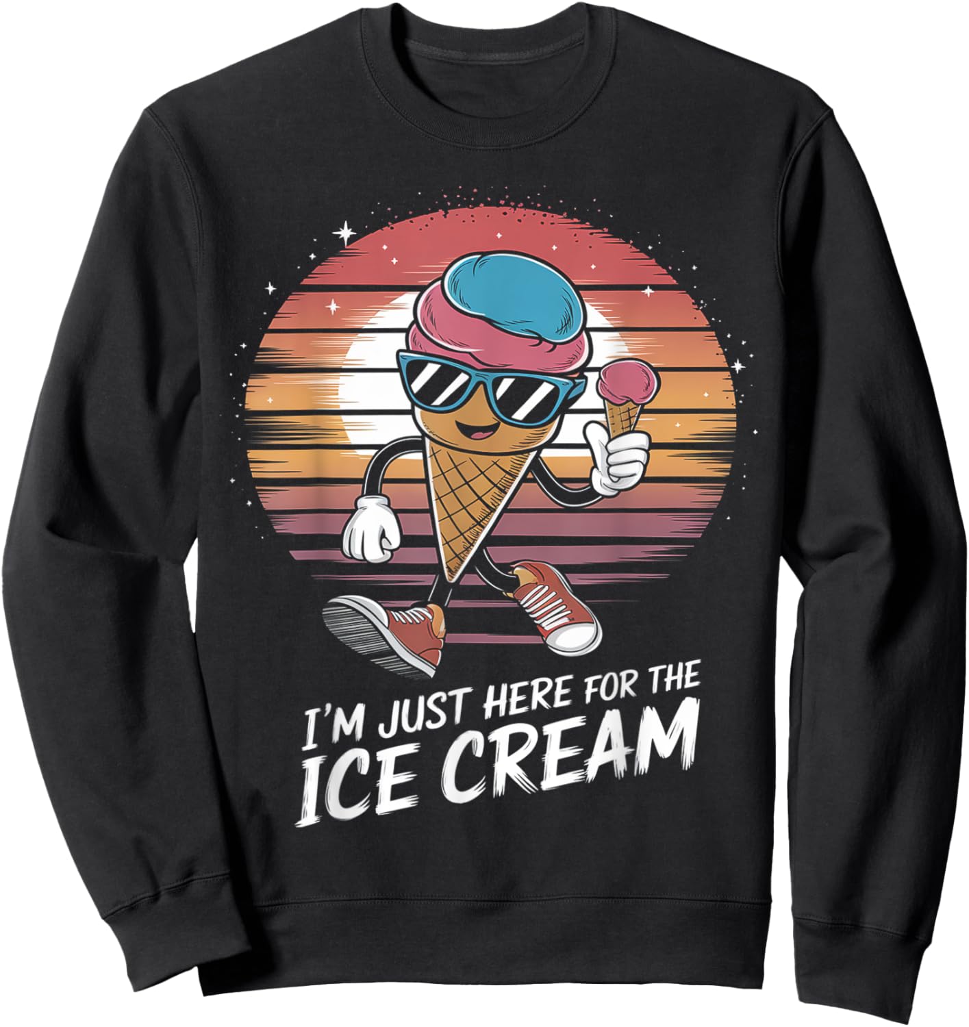 I'm Just Here For The Free Ice Cream Vintage Kids Men Sweatshirt - Sweatshirt | Black