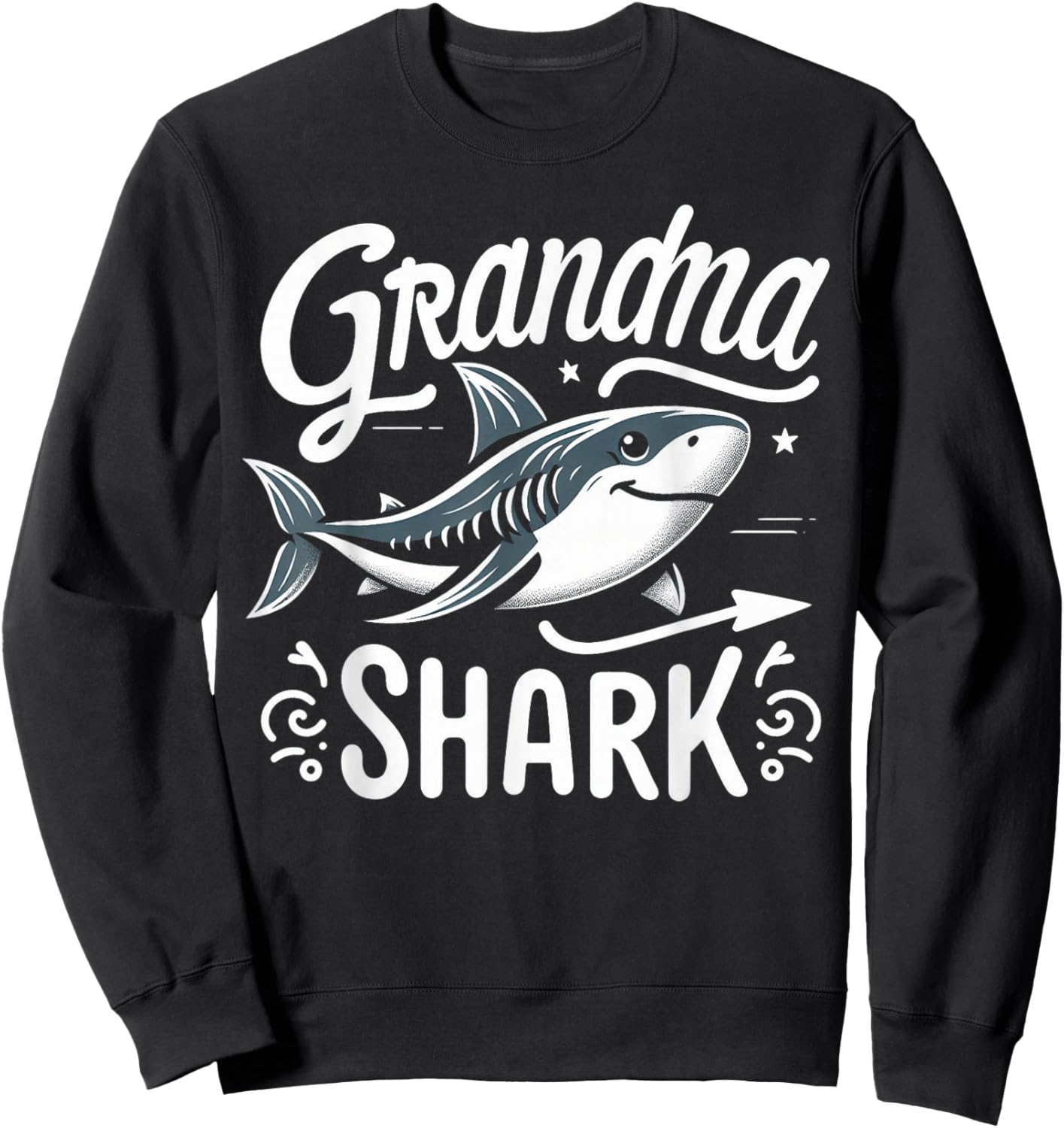 Grandma Shark Funny Shark Matching Family Sweatshirt - Sweatshirt | Black