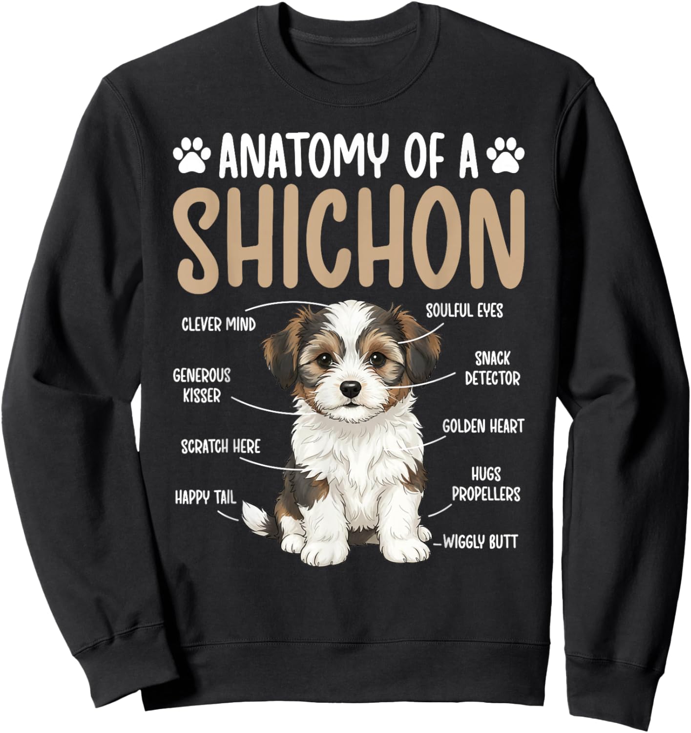 Anatomy of A Shichon Dog Zuchon Lover Shichon Owner Sweatshirt - Sweatshirt | Black