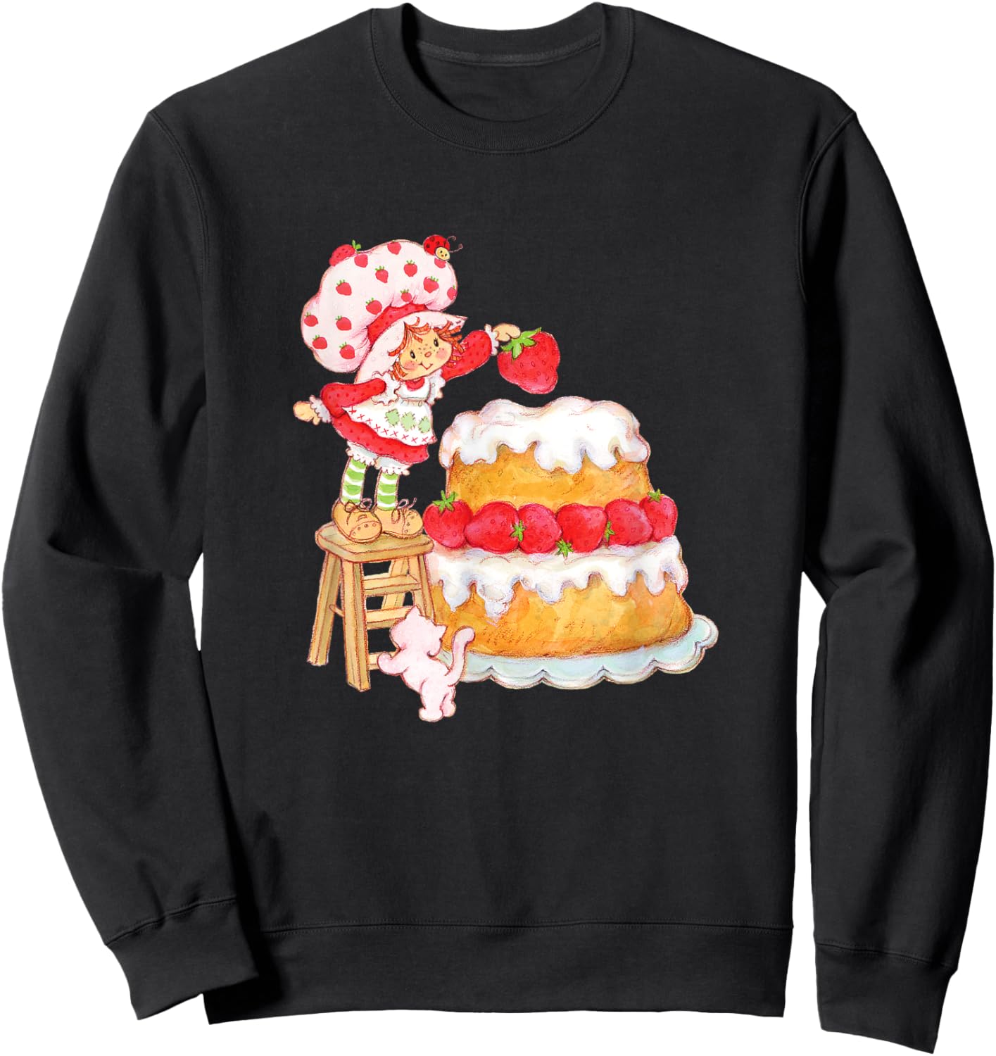Strawberry Shortcake & Custard Baking Besties Vintage Sweatshirt - Sweatshirt | Black