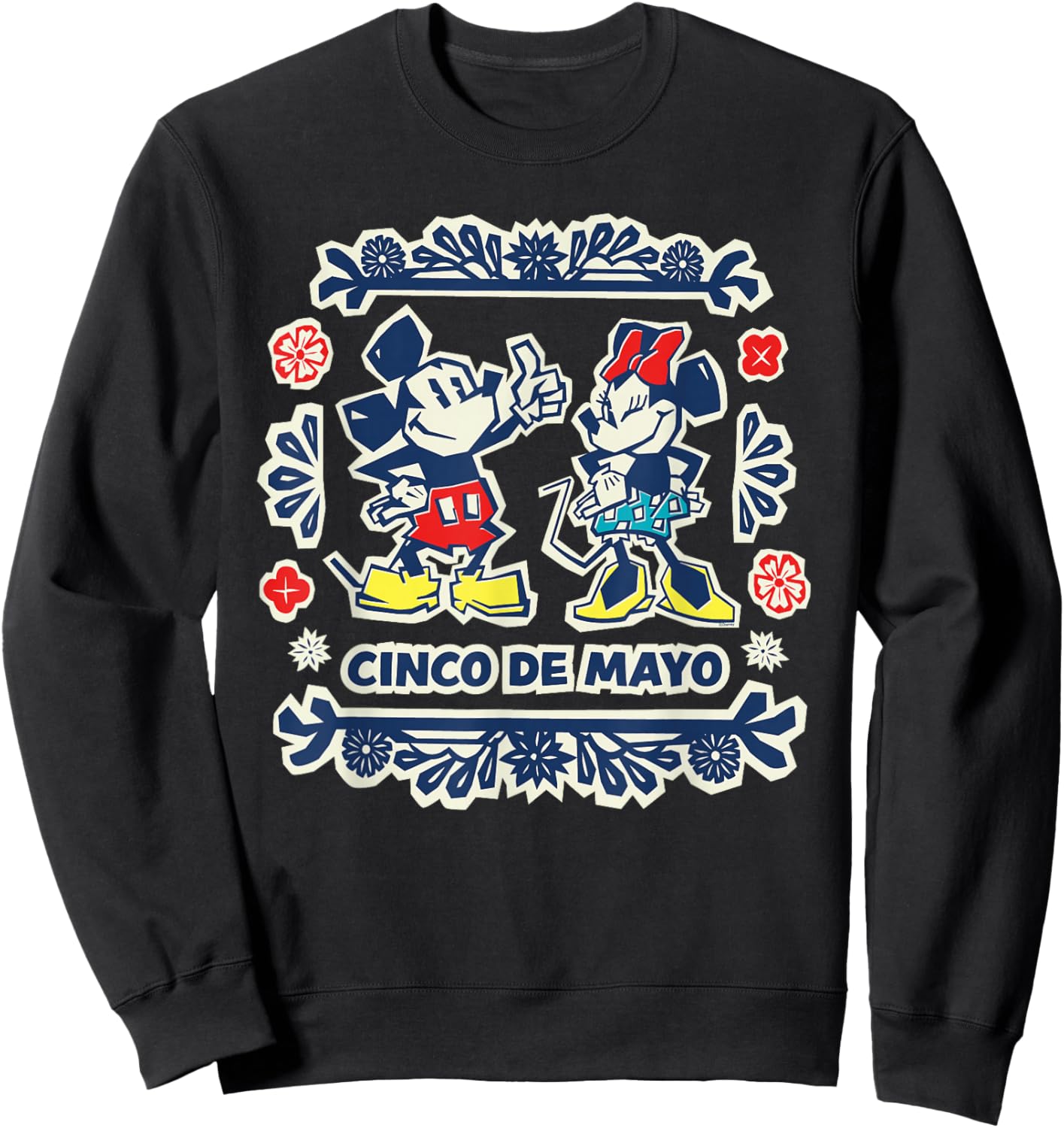Disney Mickey & Minnie Cinco de Mayo Papel Picado Mexico Art Sweatshirt - Sweatshirt | Black