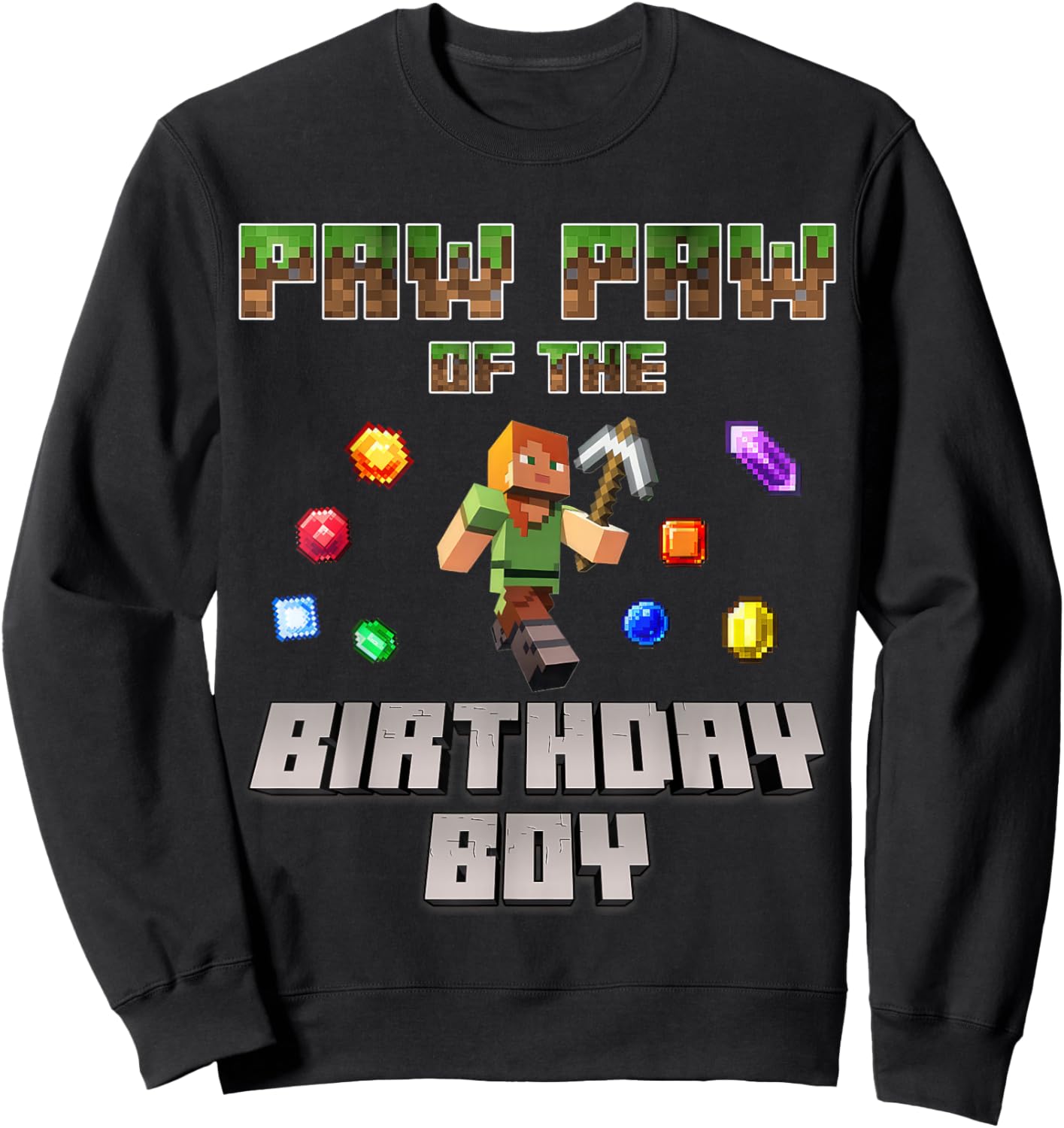 Paw paw Of The Birthday Boy Video Gamer Pixel Number Sweatshirt - Sweatshirt | Black